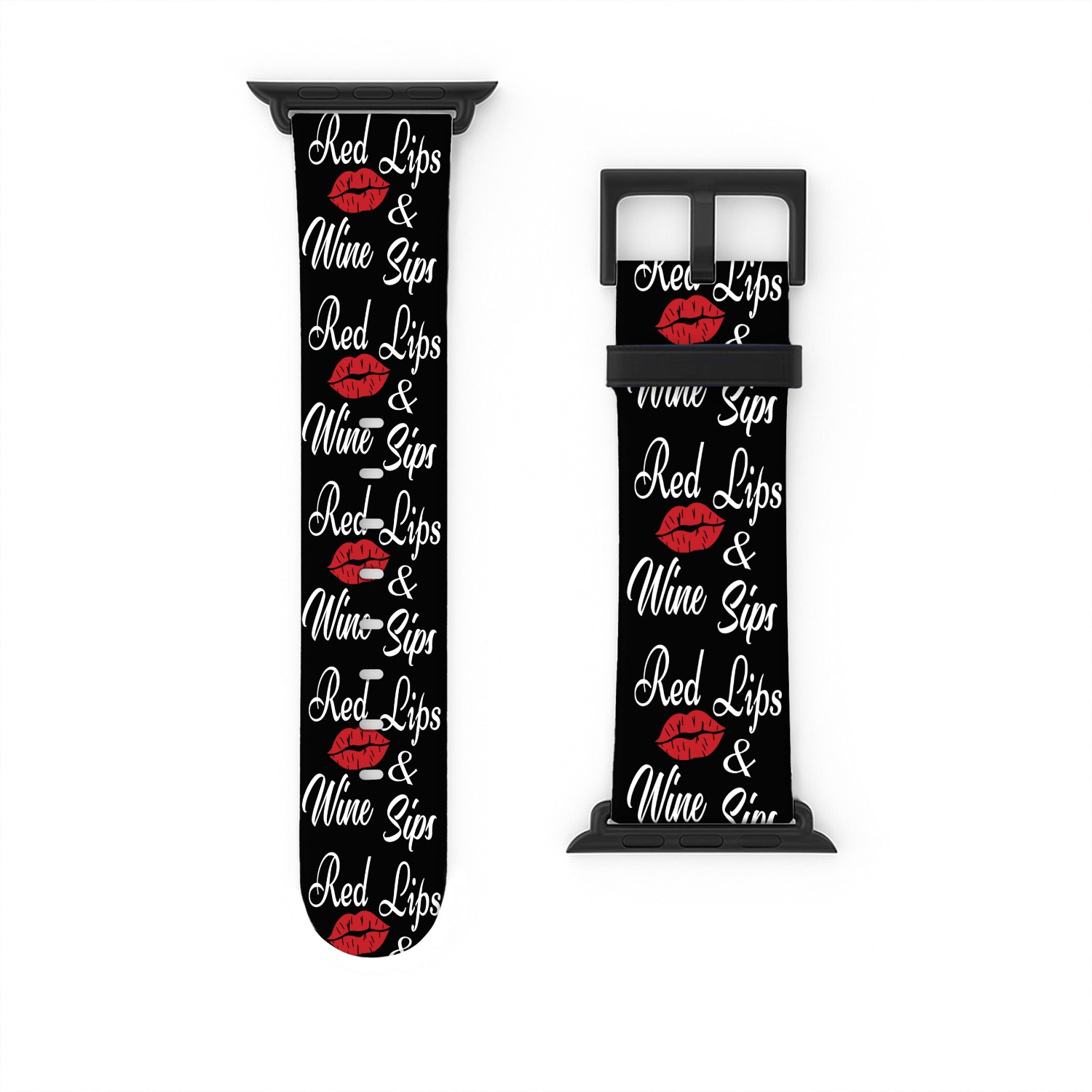 Red Lips and Wine Sips Watch Bands For Apple Watch, red lips sticker,