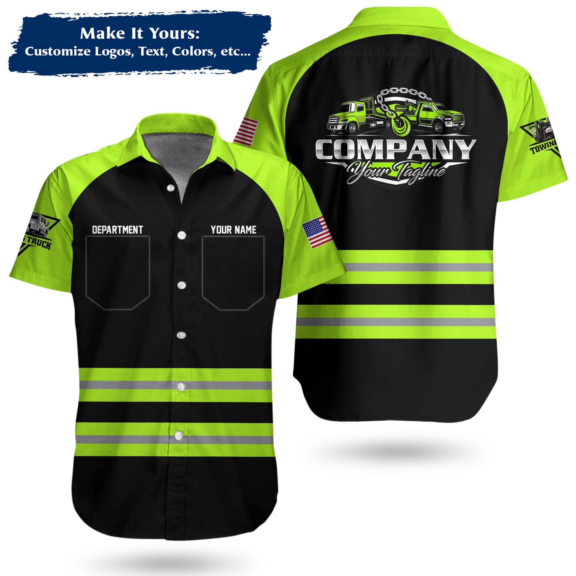 Custom Tow Truck Work Shirt: Non Reflective Short Sleeve Uniform