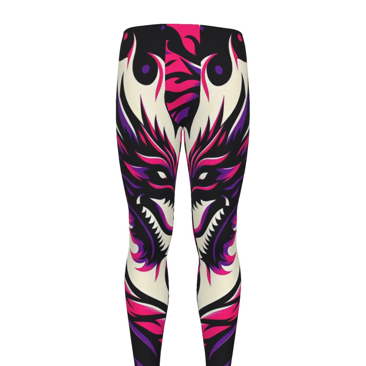 Pink Graphic Dragon Leggings Martial Arts Athletic Combat Fitness Gym Running Training Exercise Workout Running Wrestling MMA Cycling Tights