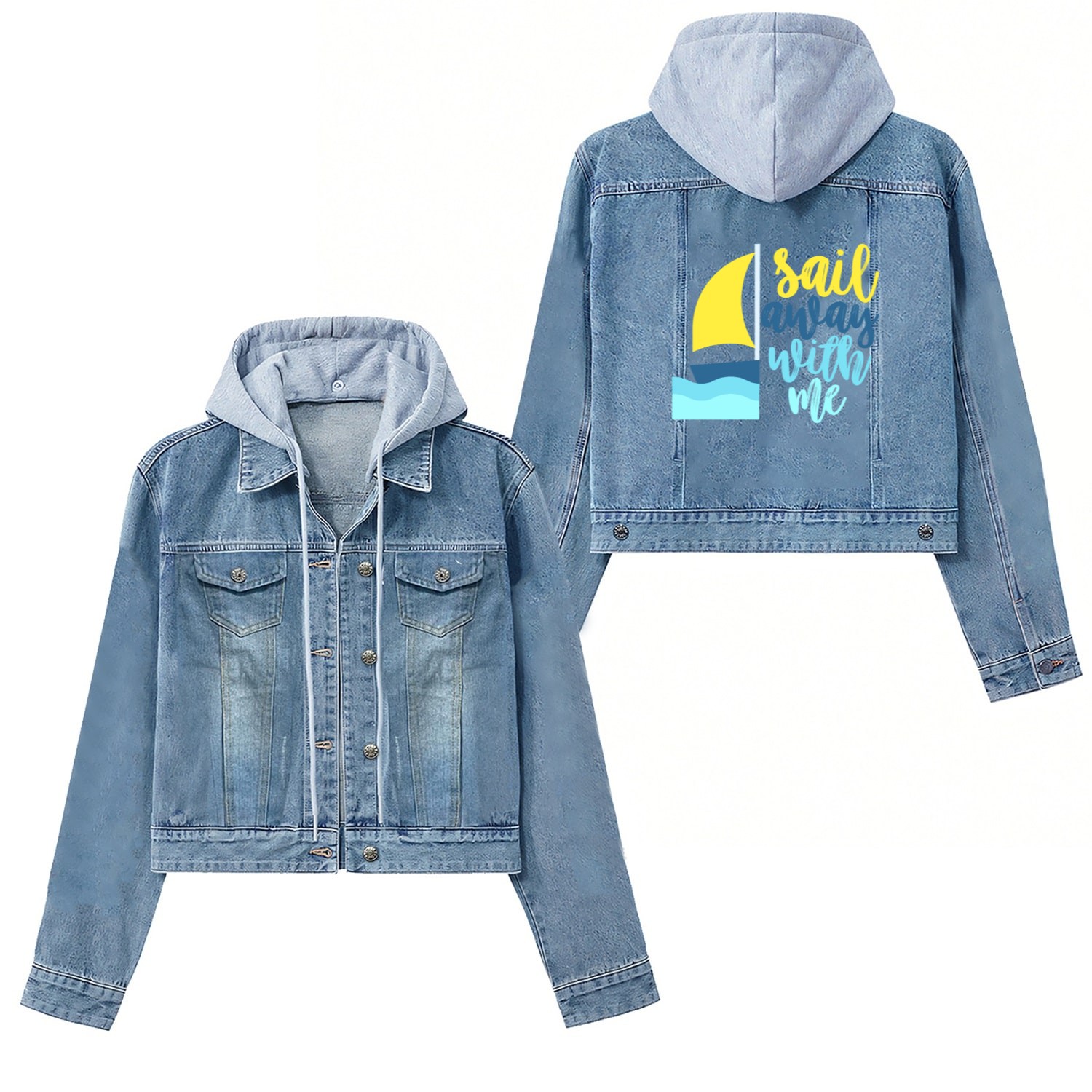 Sailing Sail Boat Water Sports Crew Trip Women's Denim Jackets