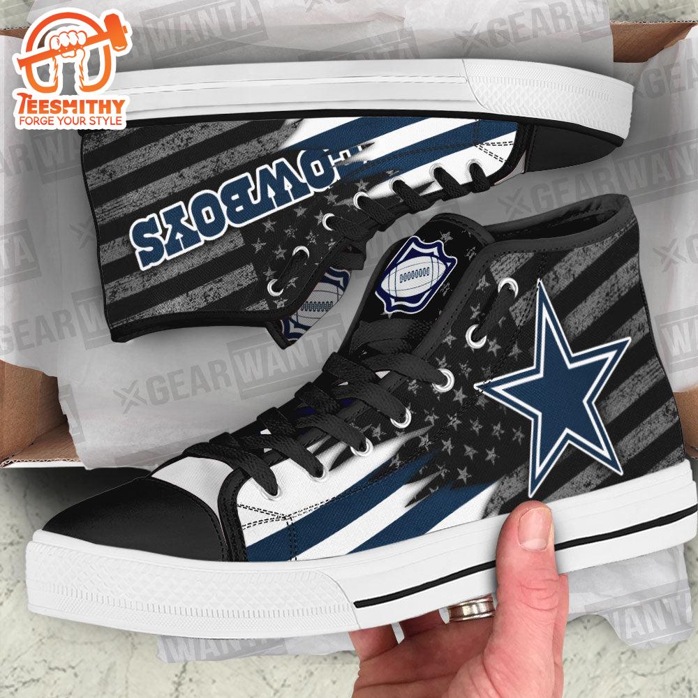 Dallas Cowboys High Top Shoes, American Flag Sneakers