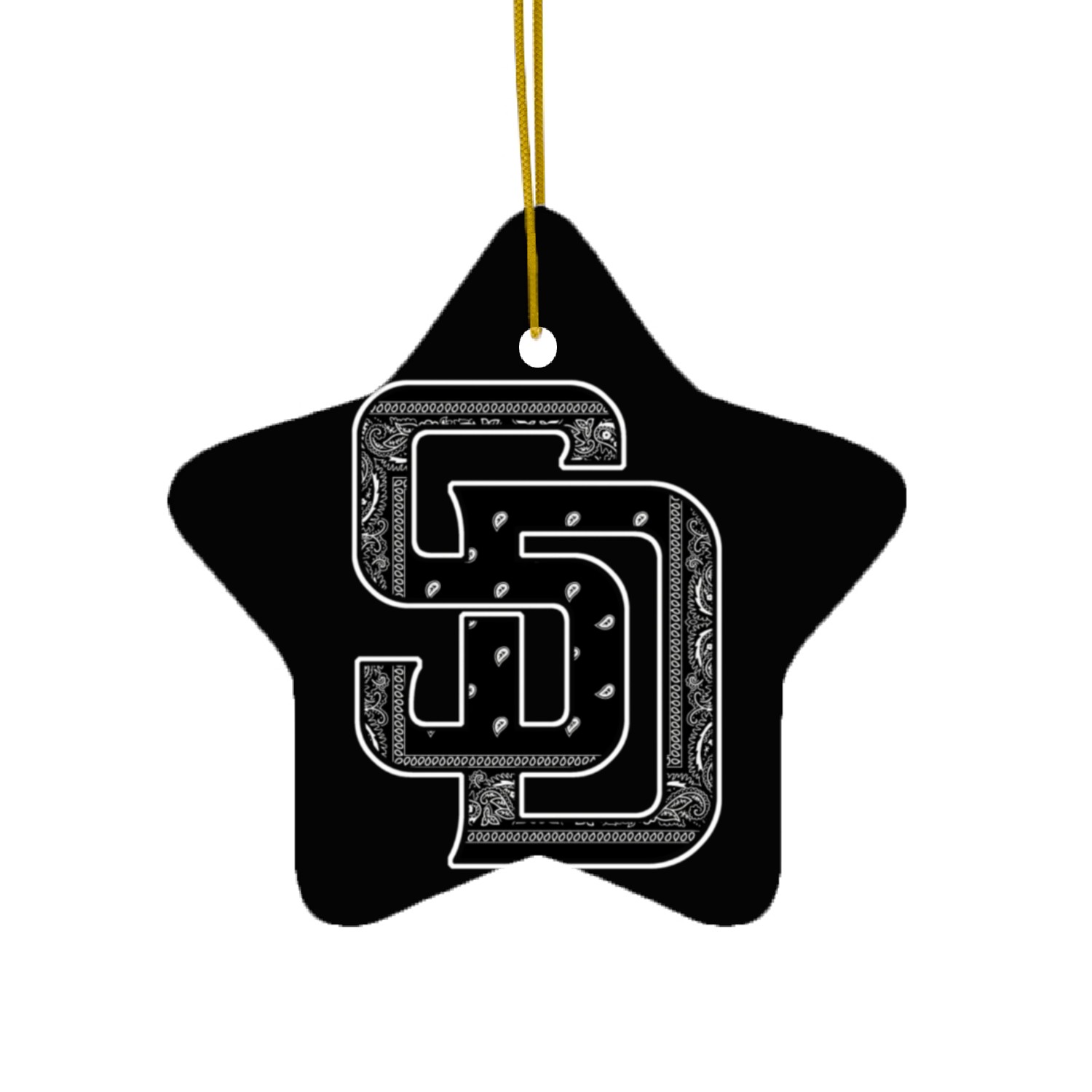 Sd San Diego Black Bandana Ceramic Ornaments