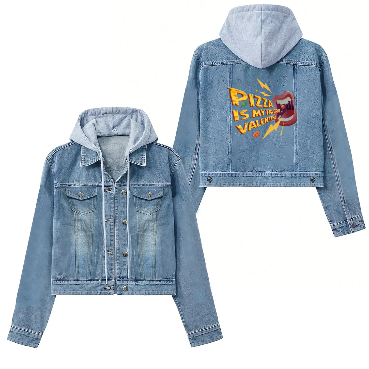 Pizza Is My Favorite Valentine Women's Denim Jackets