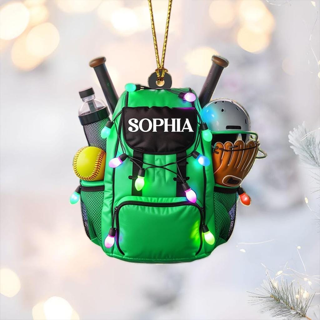 Personalized Softball Bag Christmas Ornament, Custom Softball Player Gear Acrylic Decor, Sports Equipment Keepsake, Gift for Softball Lovers