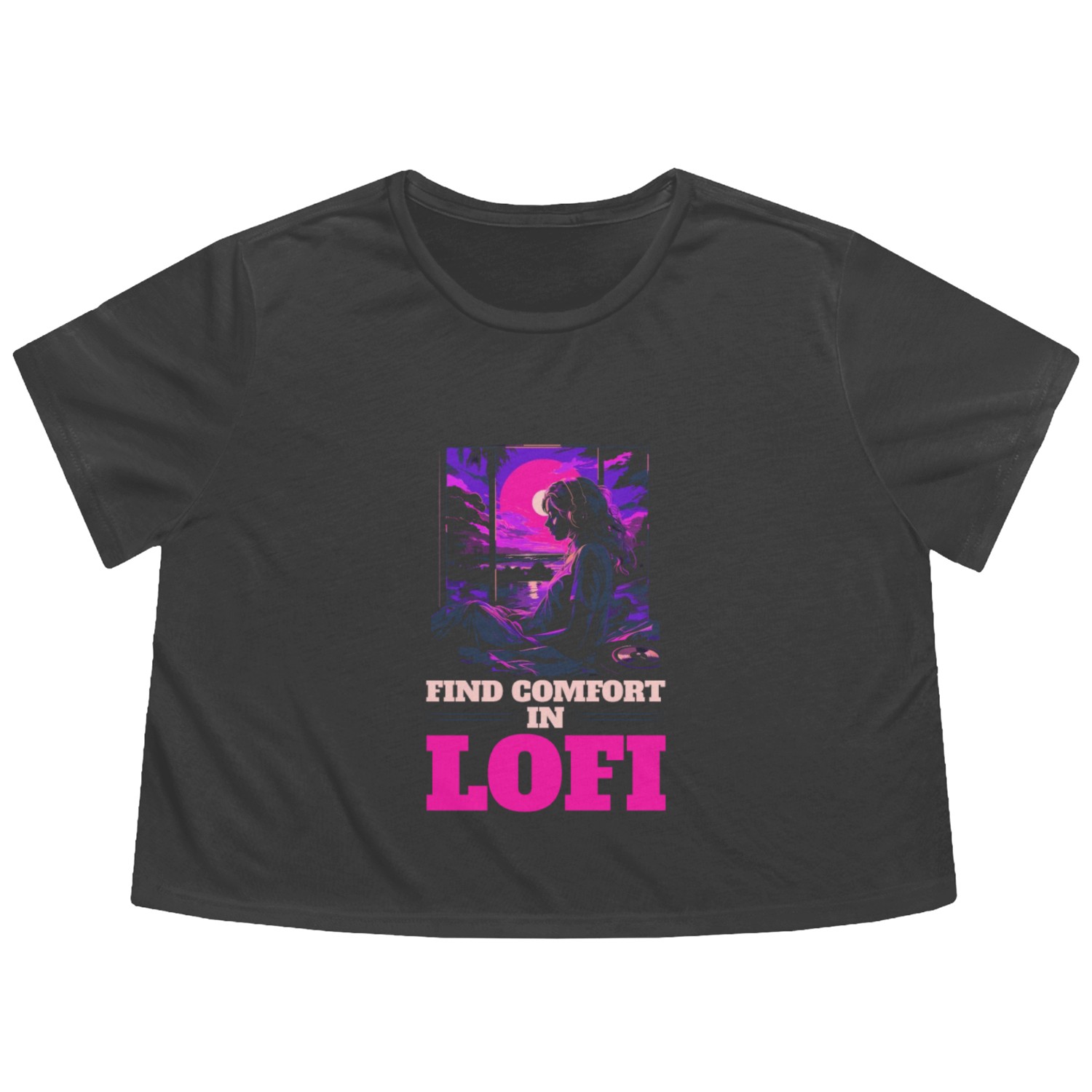 Lofi Music Lover Low Fidelity Japanese Aesthetic Flowy Cropped Tees