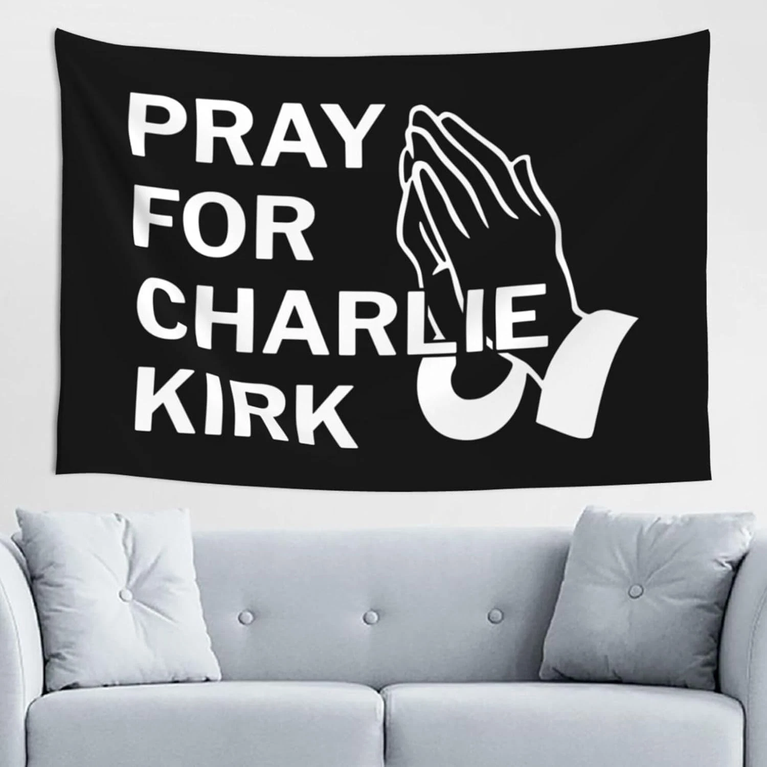 Pray For Charlie Kirk Tapestry, God Bless Wall Banner Decor, 60x40 Inch
