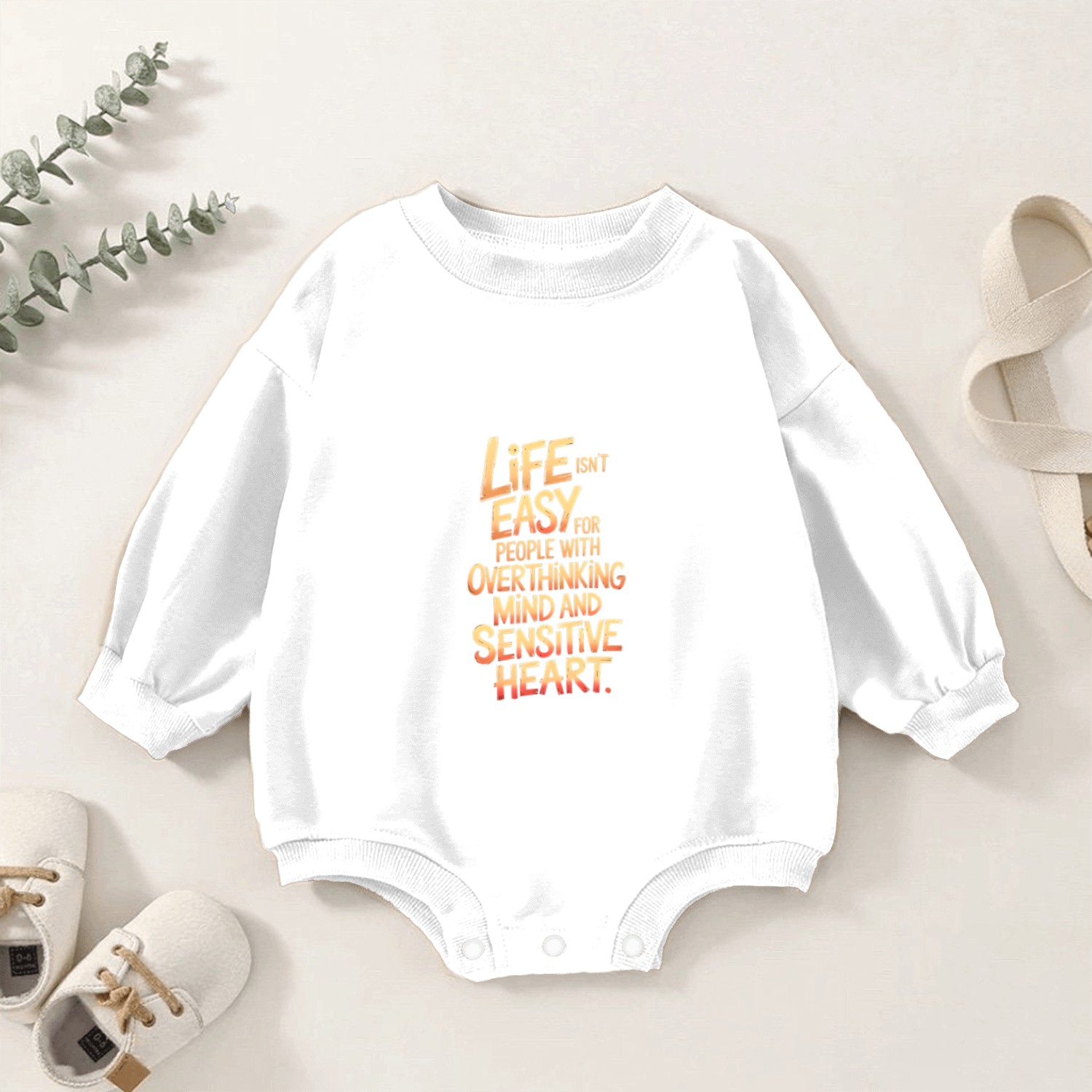 Overthinking & Sensitive Heart Design Baby Romper Sweatshirts