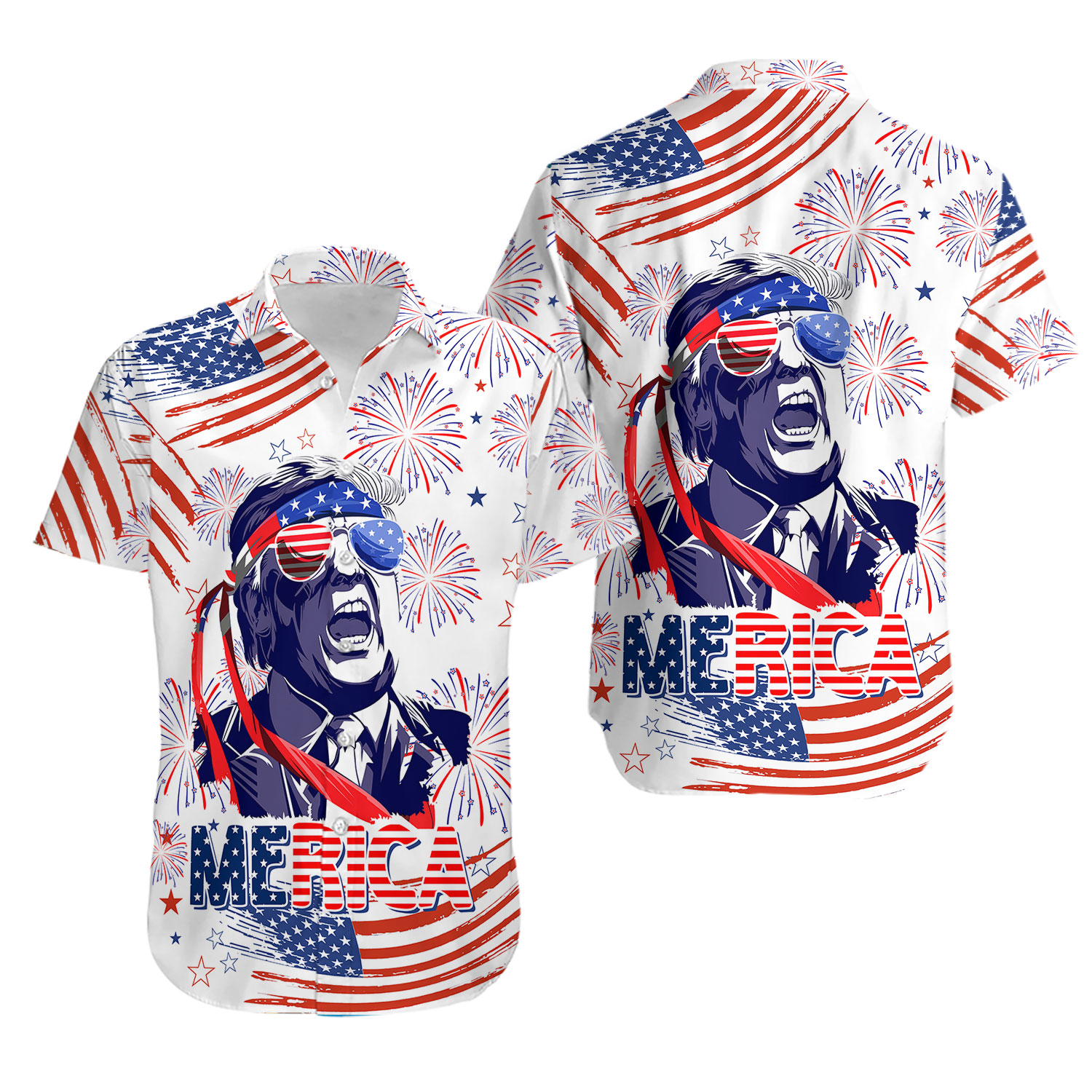 Happy Independence Day American Trump Patriotic July 4th Hawaiian Shirt