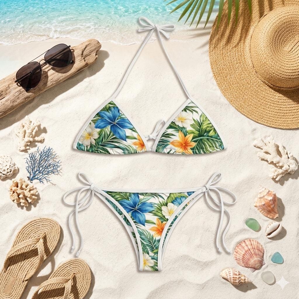 Tropical Floral Women's Bikini Set for Beach Vacation Summer Swimwear