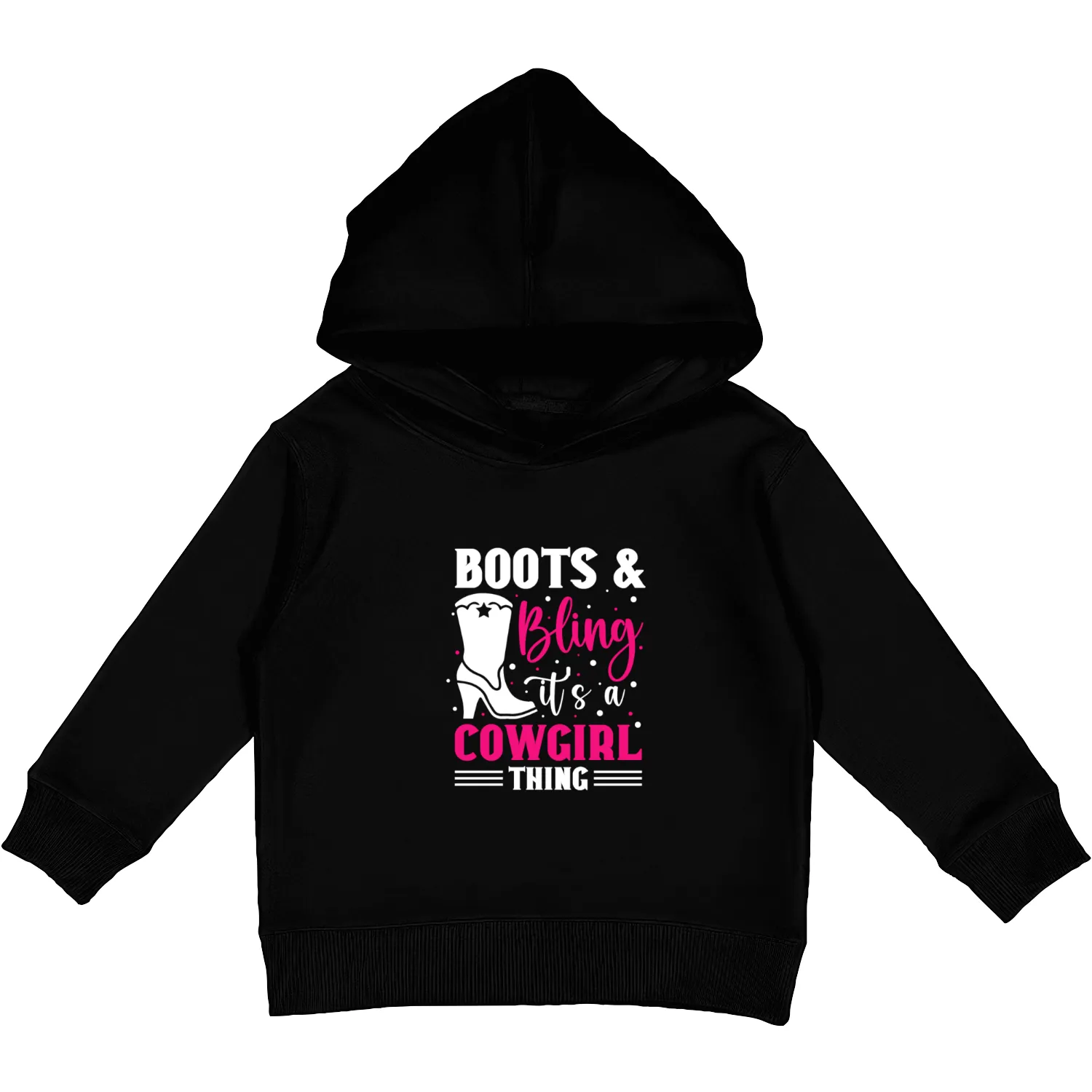 Boots And Bling It's A Cowgirl Thing Kids Pullover Hoodies