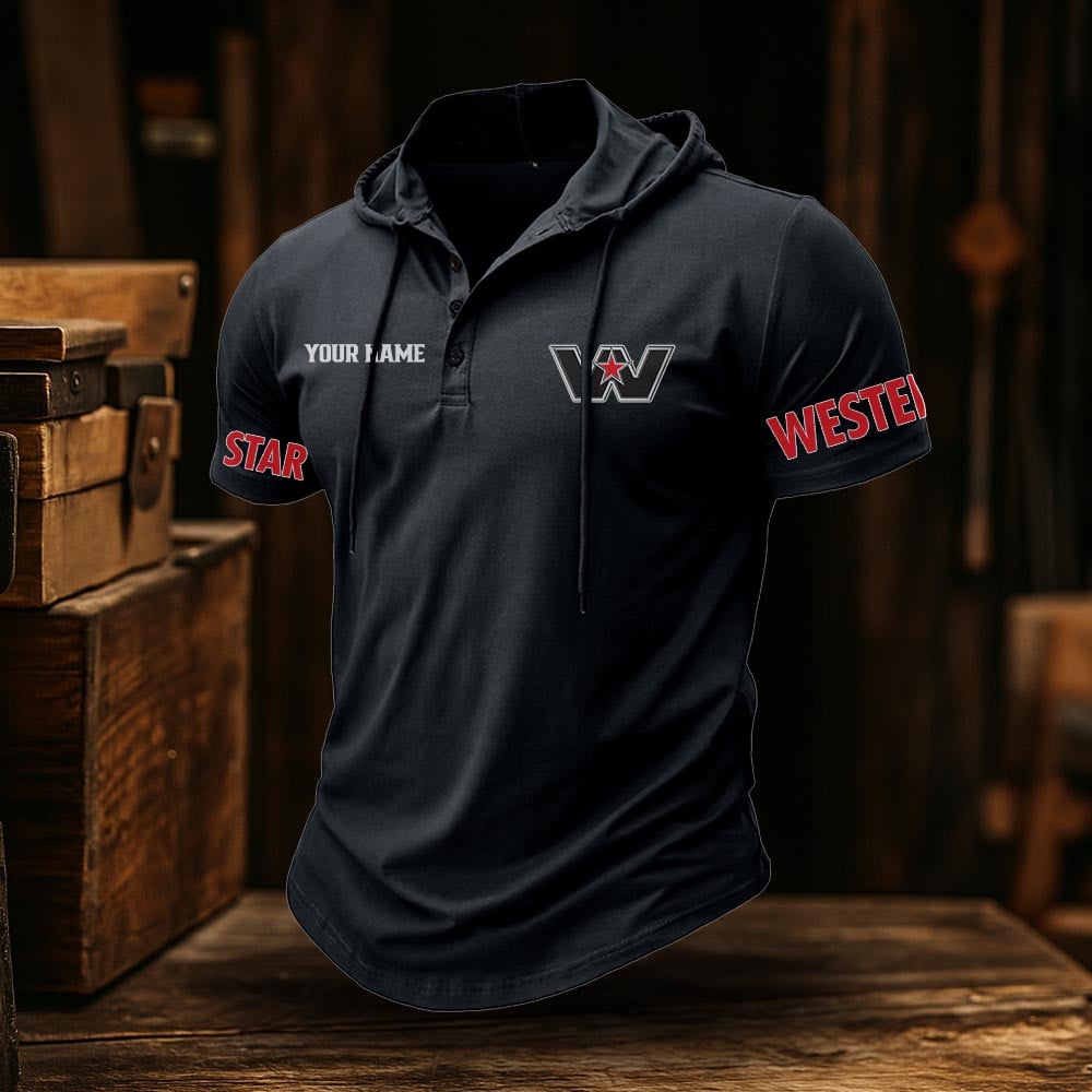 Western Star Truck Classic Men's Sports Fitness Hooded Short Sleeved