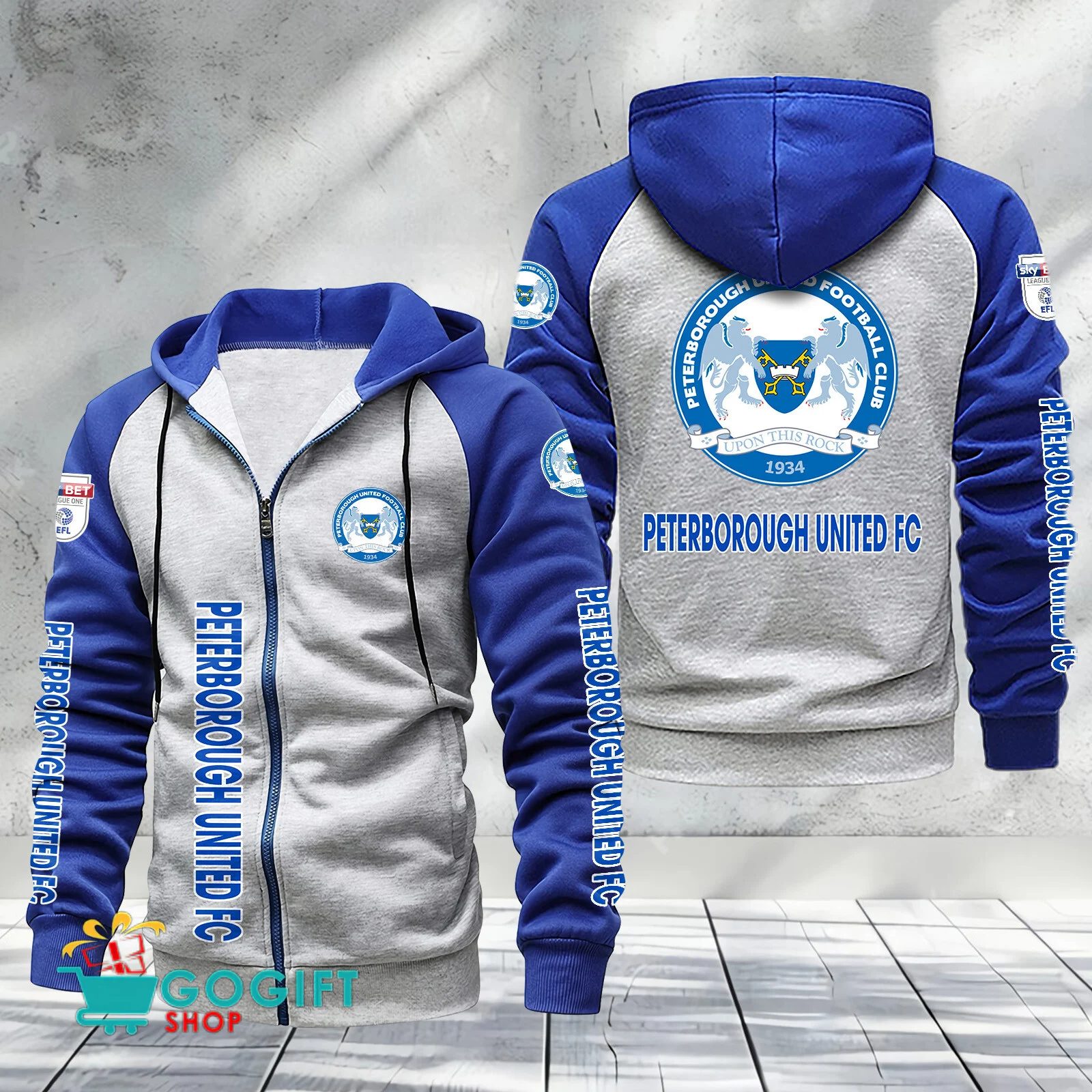 Peterborough United FC Sporty Style Raglan Zipper Hoodie