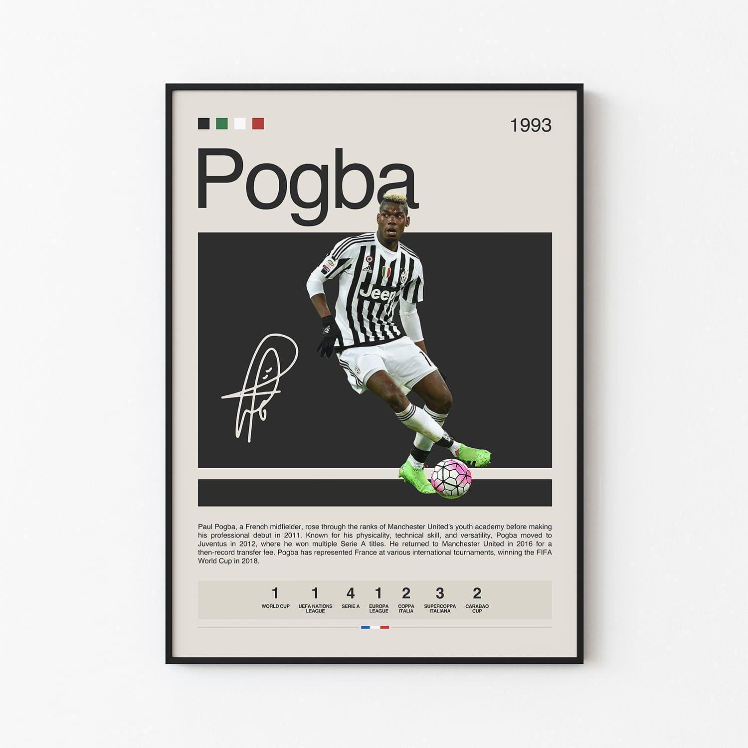 Paul Pogba Poster, French Footballer, Soccer Gifts, Sports Poster, Football Player Poster