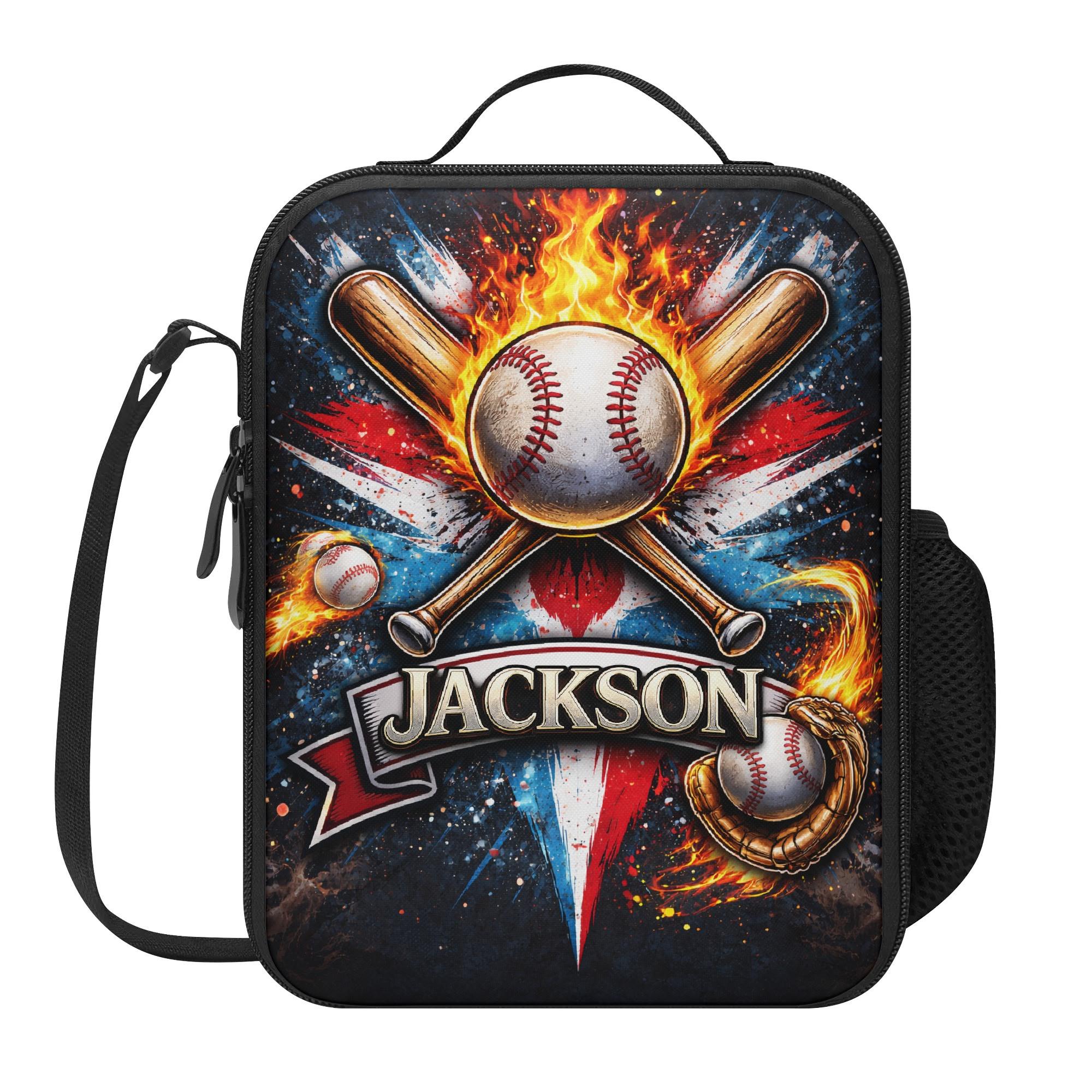 Baseball Flames Sports Personalized Lunch Bag