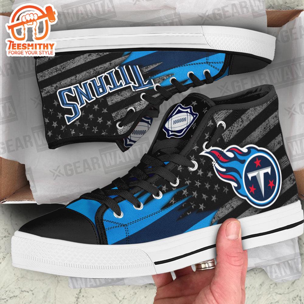 Tennessee Titans High Top Shoes, American Flag Sneakers