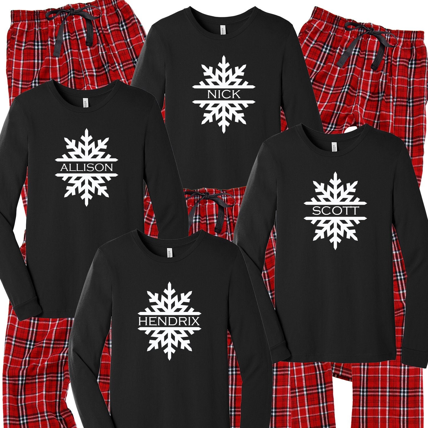 Snowflake Personalized Family Pajamas, Merry Christmas Matching Family Pajamas, Christmas Gift, Family Matching Sleepwear