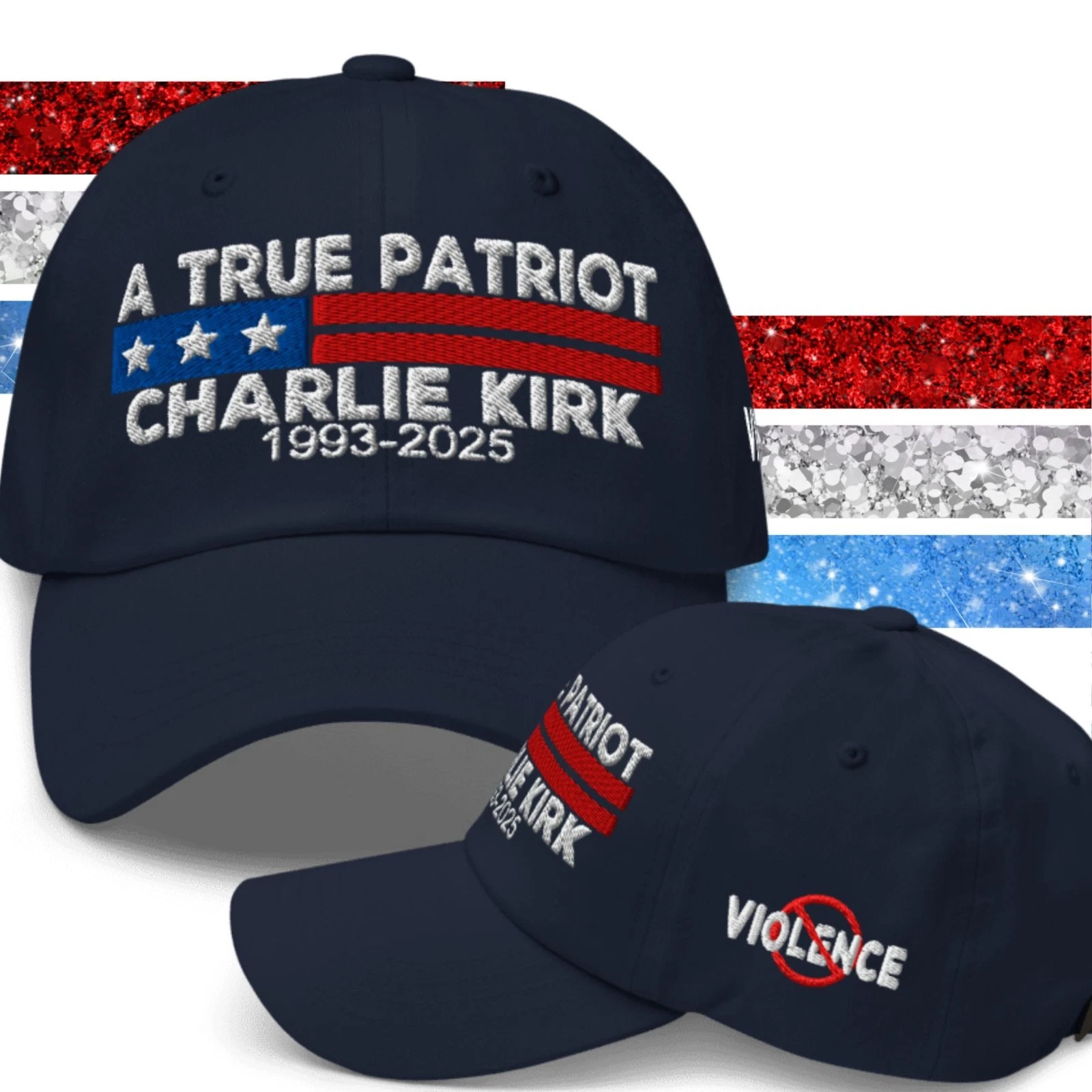 Dad Hat True Patriot Charlie Kirk Embroidered USA Flag