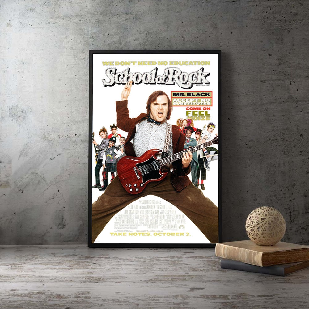 School Of Rock Jack Black 2003 Movie Poster,Border-less Art Wall Painting HD Print Poster