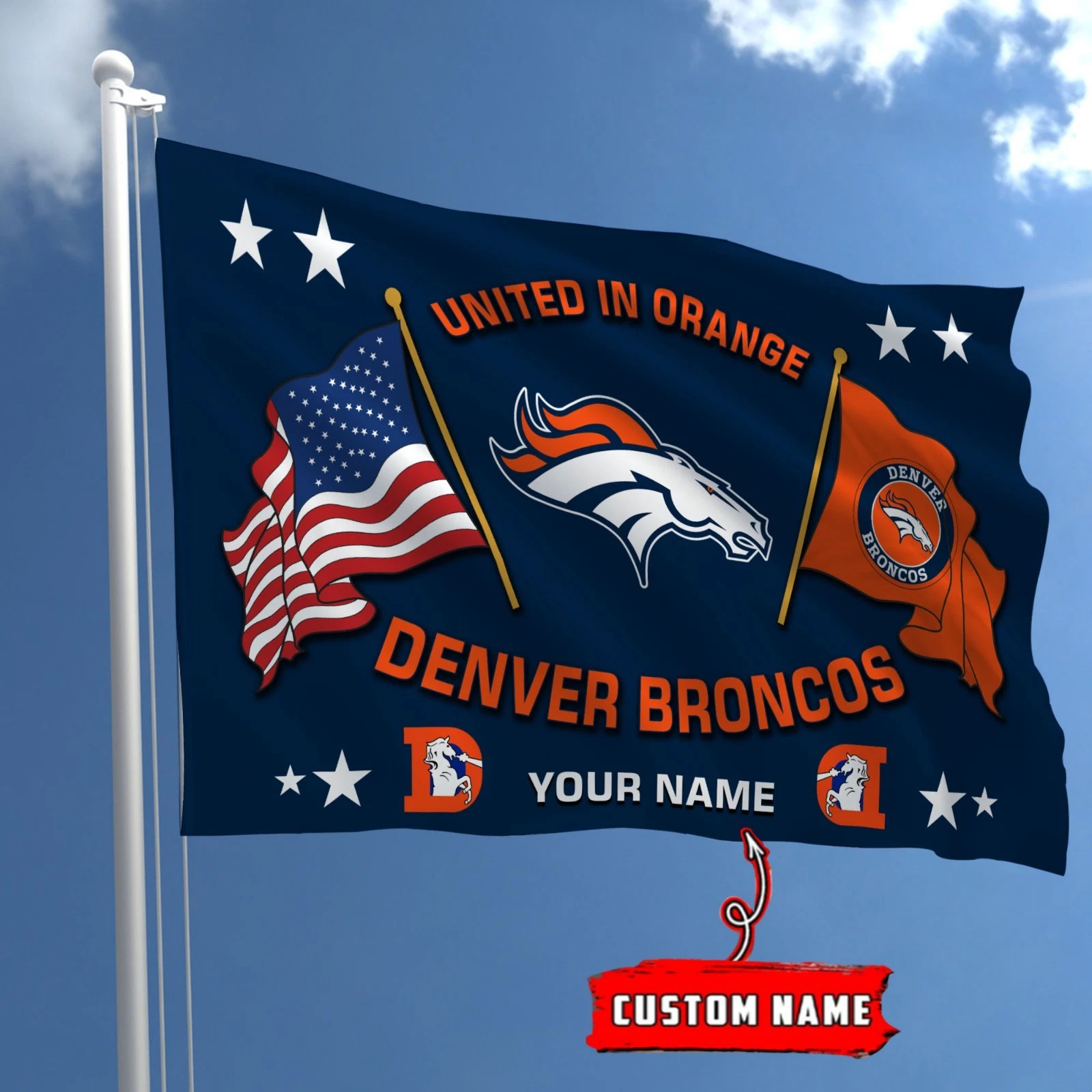 Custom Denver Football Team Broncoss Graden Flag