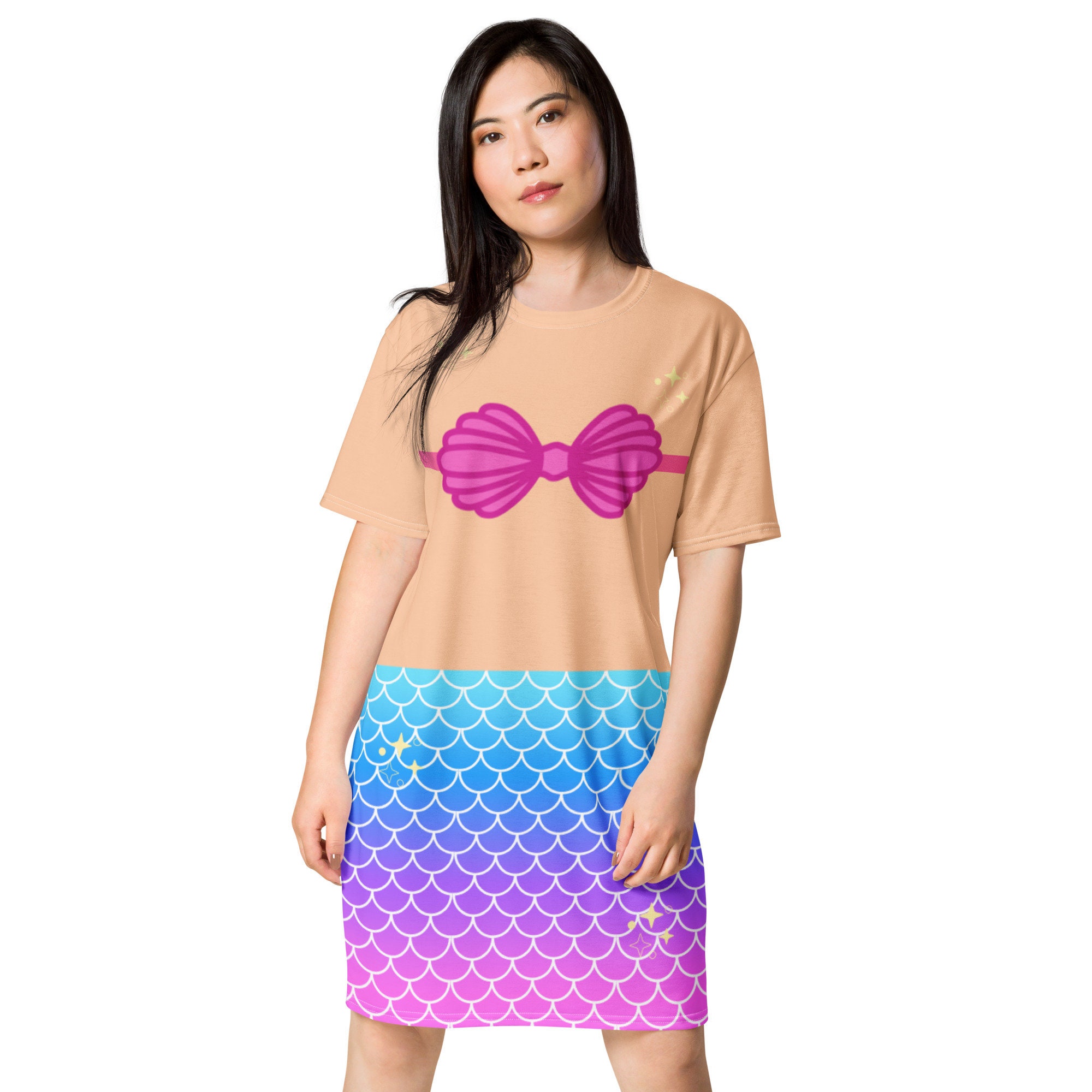 Mermaid body beach cover up t-shirt dress, adult and teens gift for her, mermaid lovers birthday gift, mermaid party