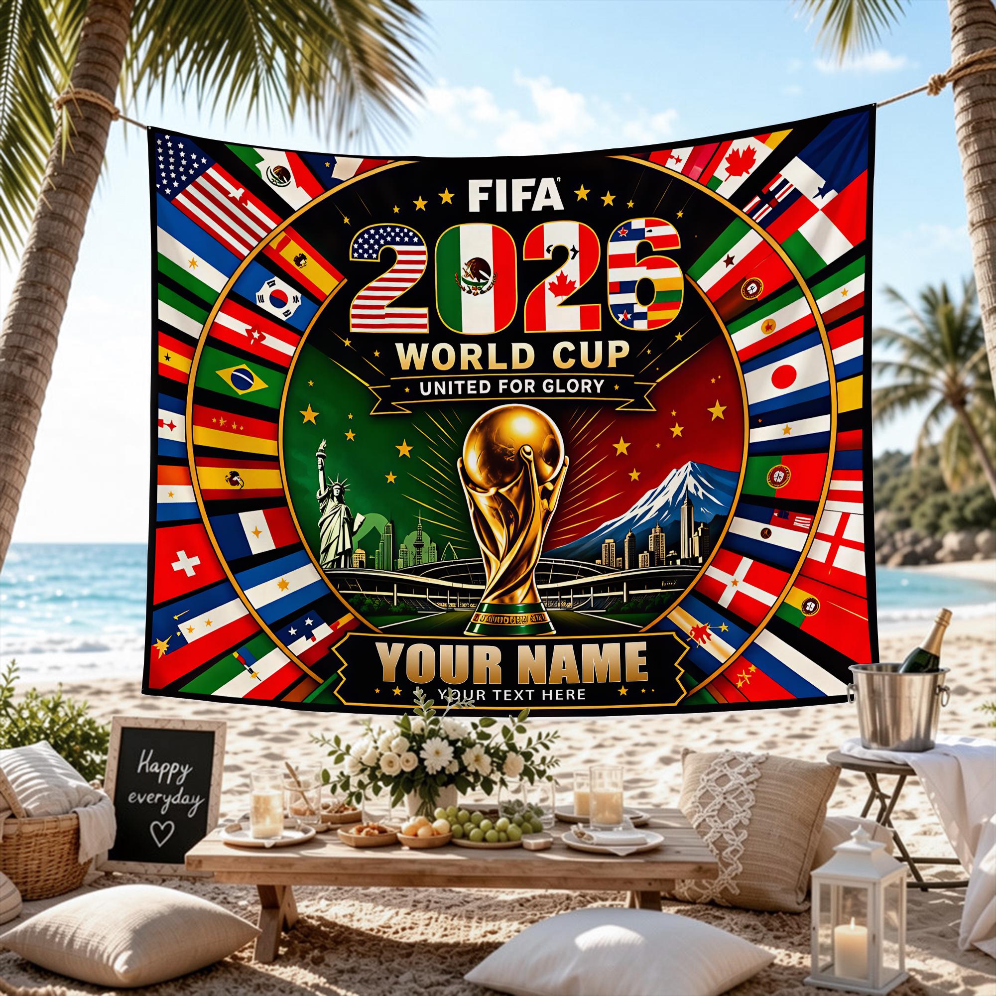 Soccer Championship Tapestry Banner, Custom Name Sports Wall Hanging, Football Fan Room Decor, Game Day Bedroom Decor, Team Spirit Gift