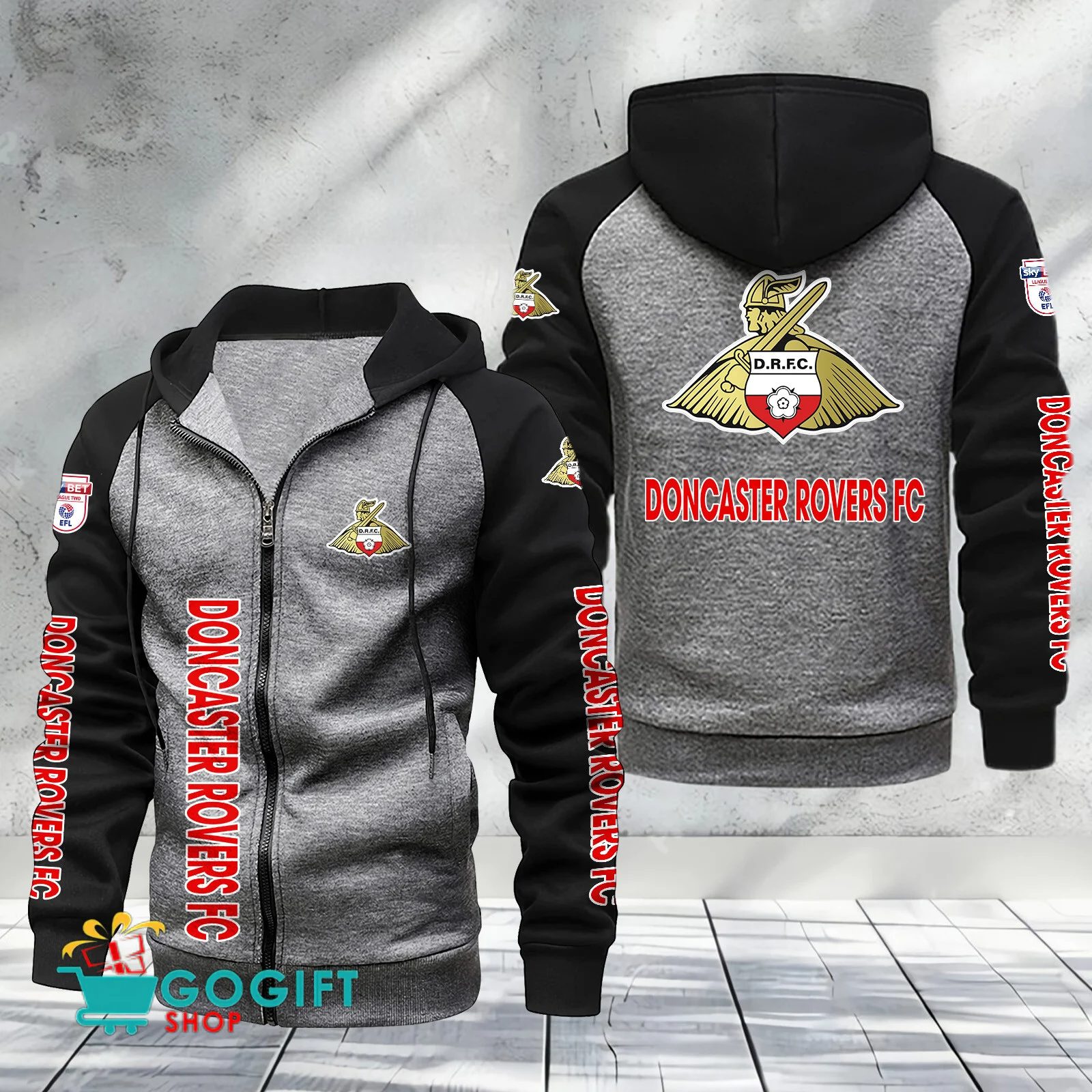 Doncaster Rovers FC Sporty Style Raglan Zipper Hoodie