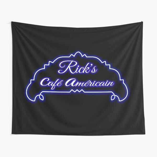 Ricks Cafe Americain neon sign Tapestry