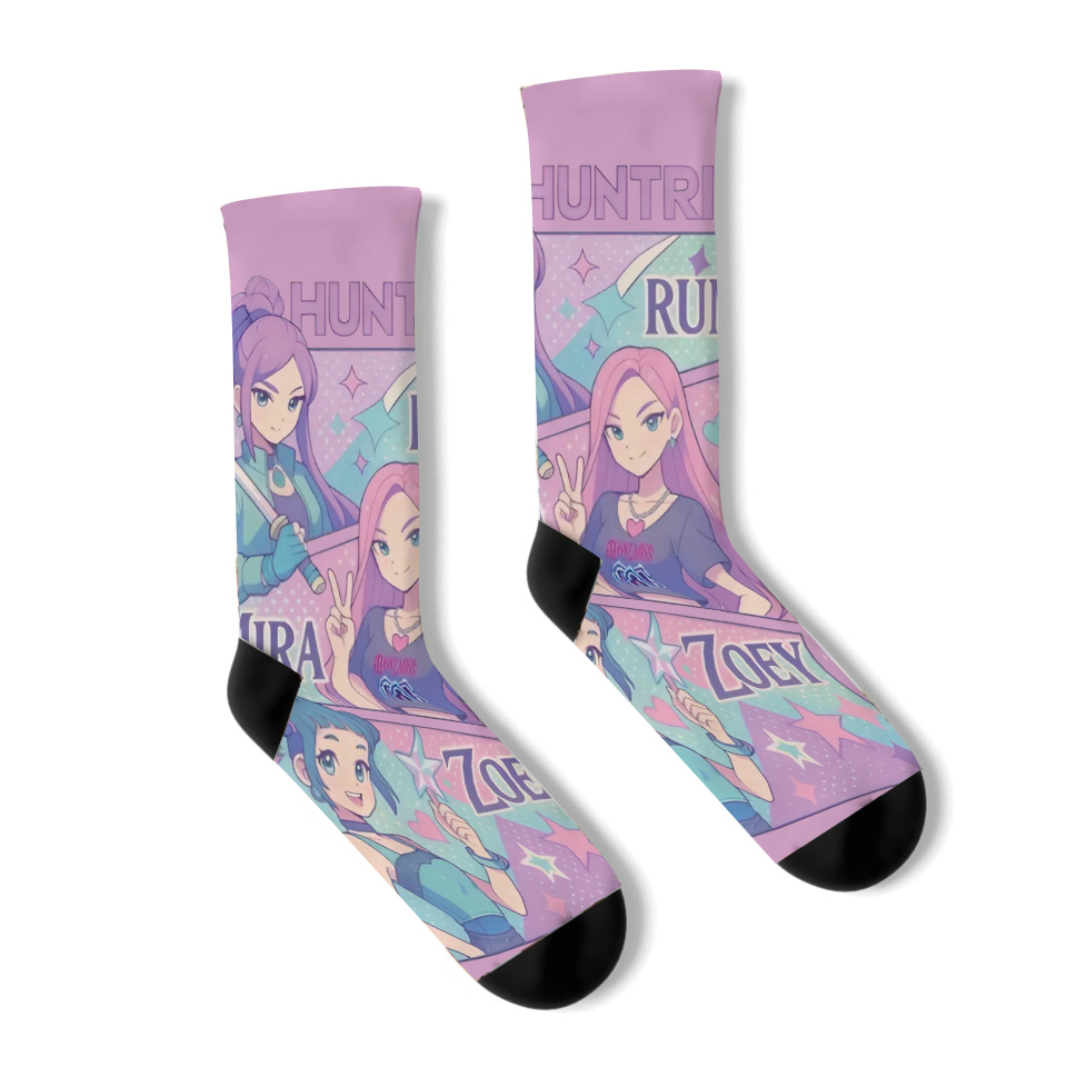 Huntrix Girls Kpop Demon Hunter Rumi Mira Zoey Retro Socks