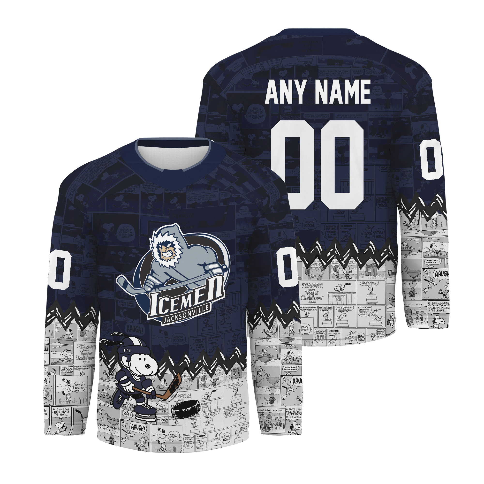 Personalized Jacksonville Icemen Peanutss 75th Anniversary Hockey Shirt Fan Gear