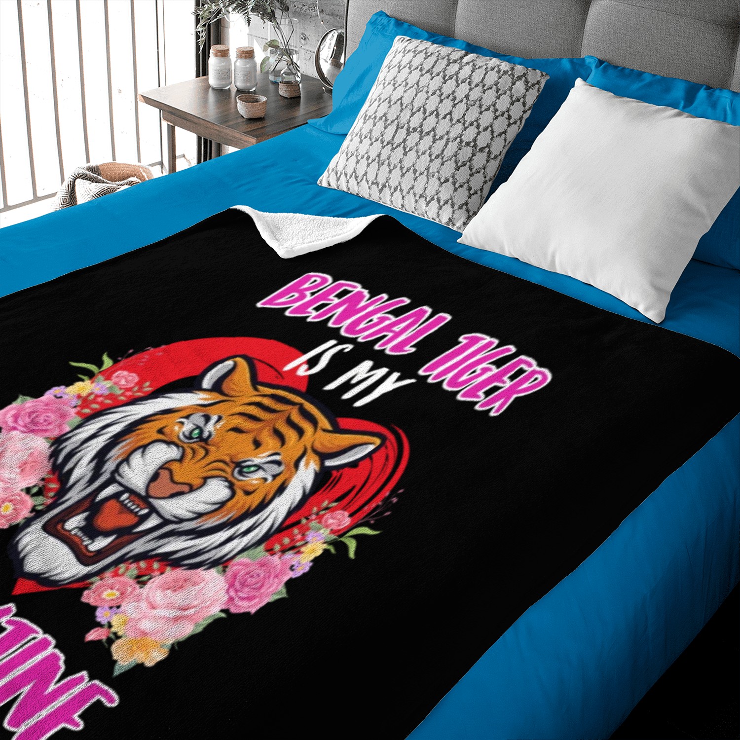 Bengal Tiger is my valentine love Valentine's Day Baby Blankets
