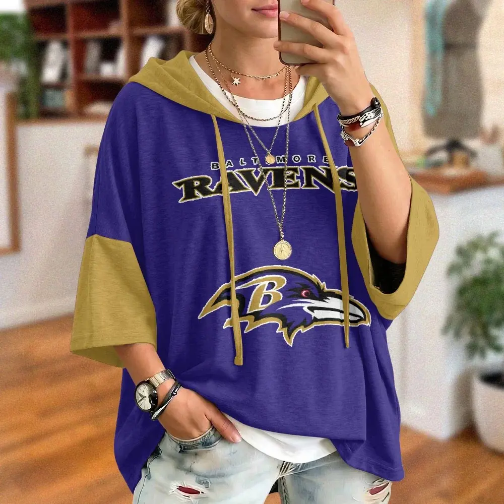 Baltimore Ravens Oversized Short Sleeve Hoodie