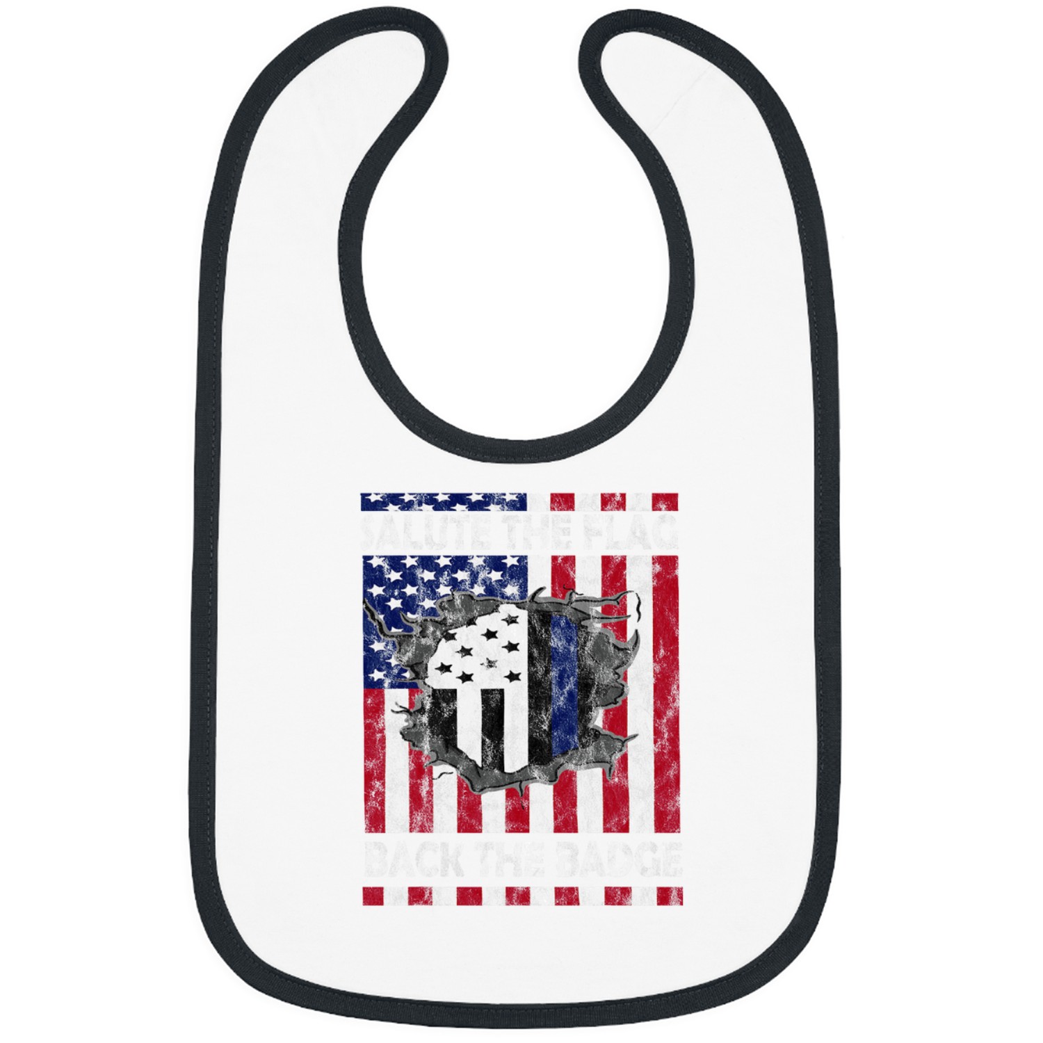 Police Job American Patriot Police Cop Salute The Flag Back The Badge Bibs