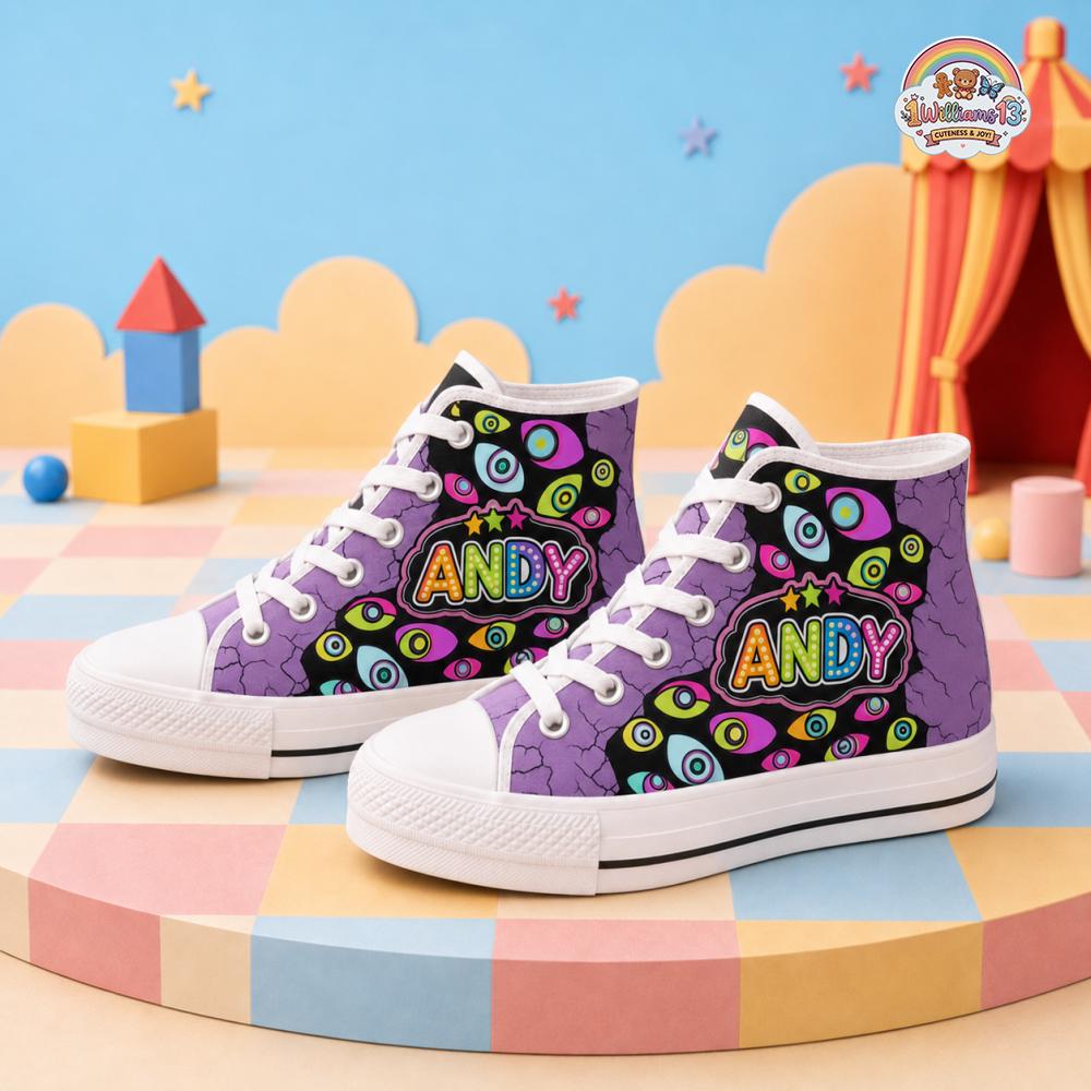TADC Jax Neon Abstraction Eyes Sneakers, Custom Amazing Digital Circus Sneaker Shoes, TADC Sneakers Shoes, Back To School Gift For Boy Girl