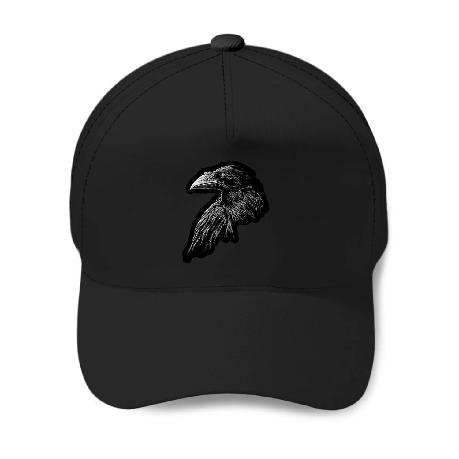 Mystical black raven illustration crow artwork Baseball Caps