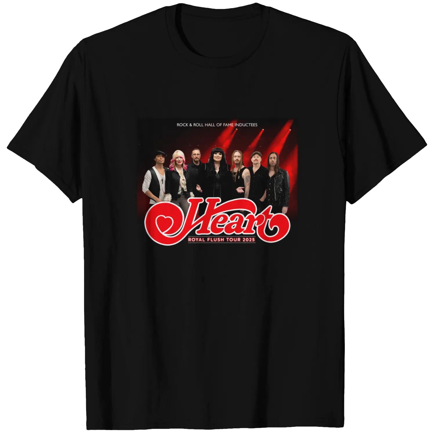 Heart Band Royal Flush Tour 2025 Black T Shirt Full Size S-5XL
