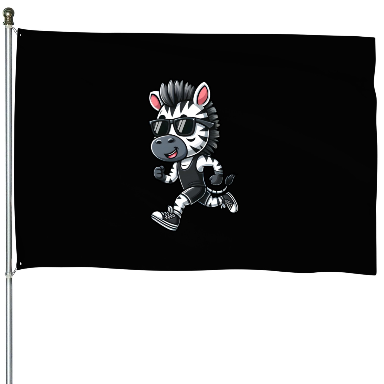 Zebra Marathon Runner Sport Jogging House Flags