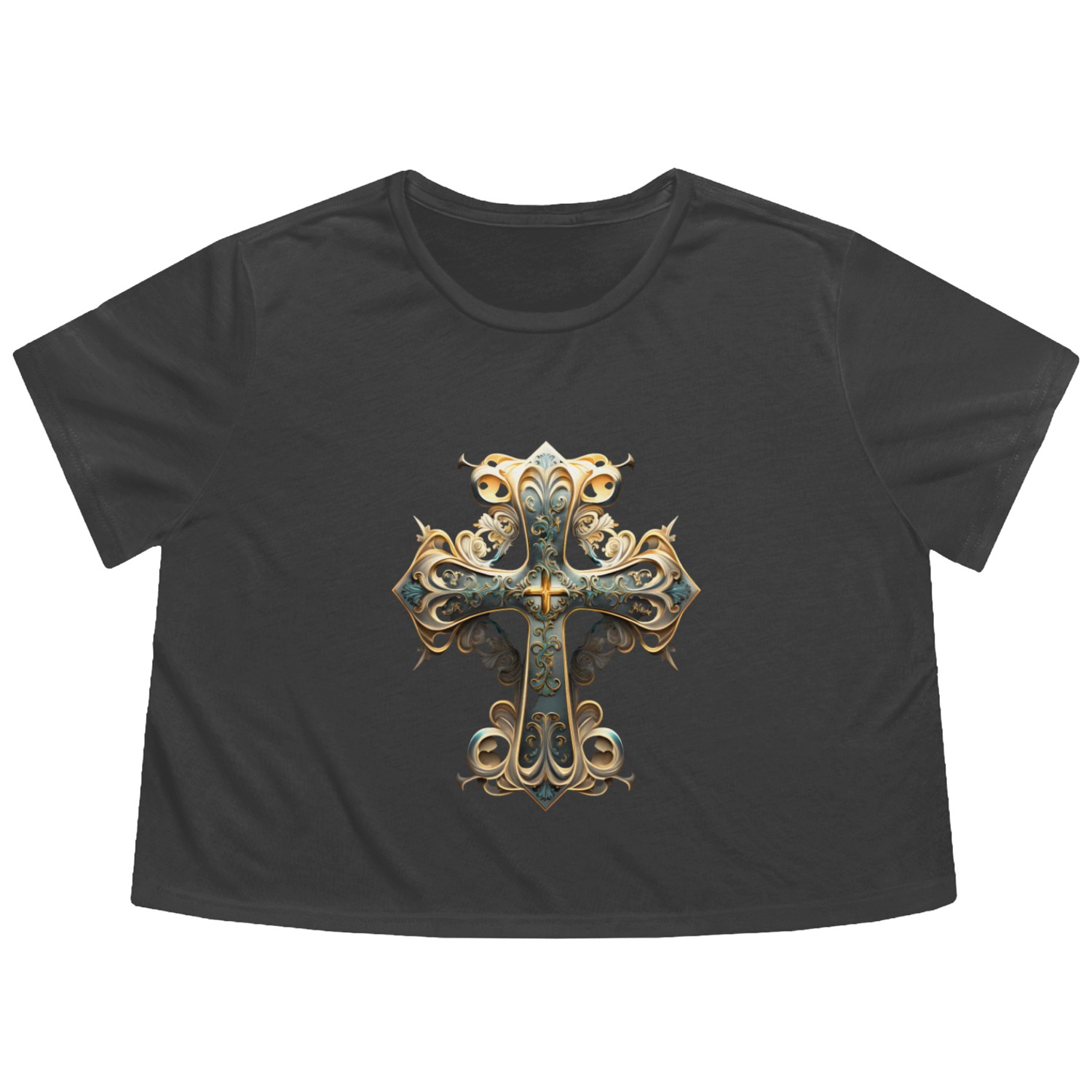 Jesus Cross Painting Flowy Cropped Tees