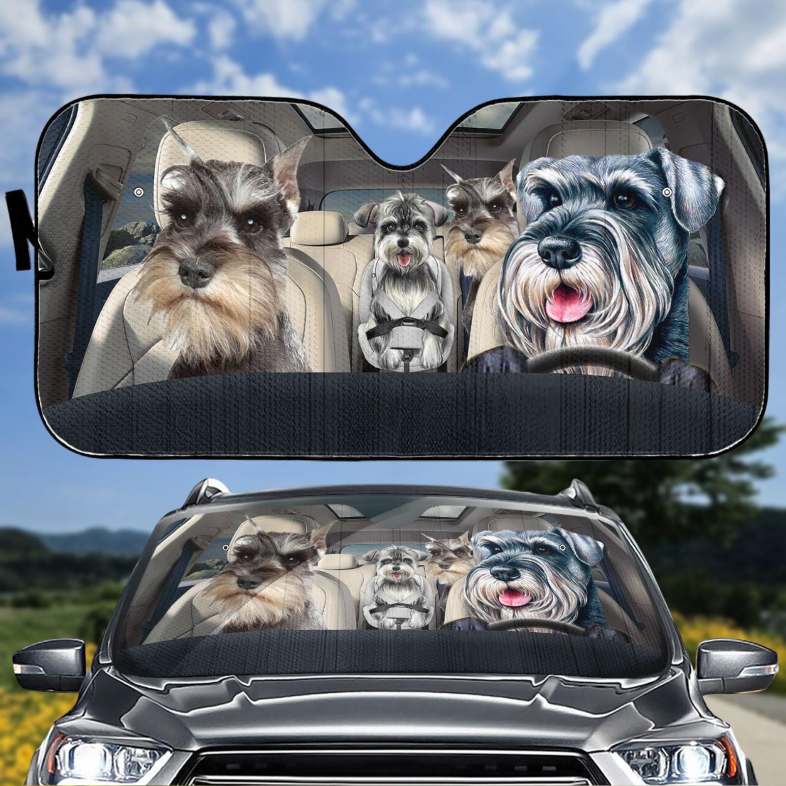 Miniature Schnauzer Car Sun Shade, Schnauzer Car Decor, Schnauzer Sunshade, Car Sunshade Windshield, Mother Day Gift, Dog Lover Gift