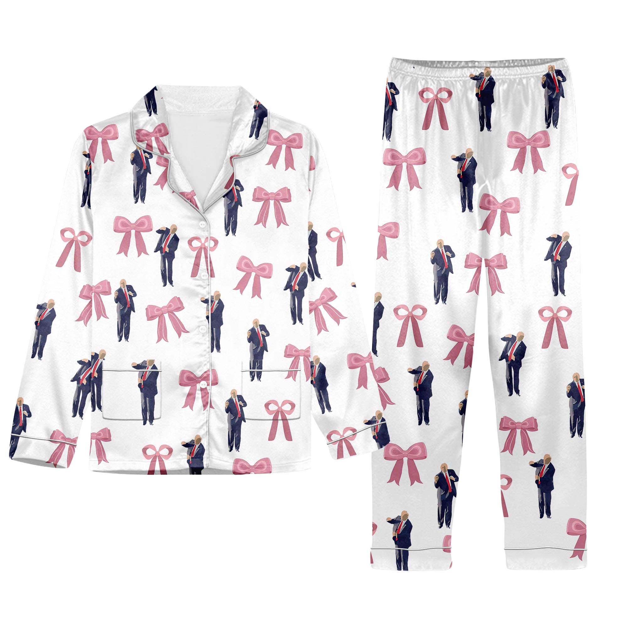 Trump Coquette Pajamas Set, Trump Valentine Holiday Pajamas, Trump Dancing Pink Pajamas Family, Valentine Gift, New President Women Pjs