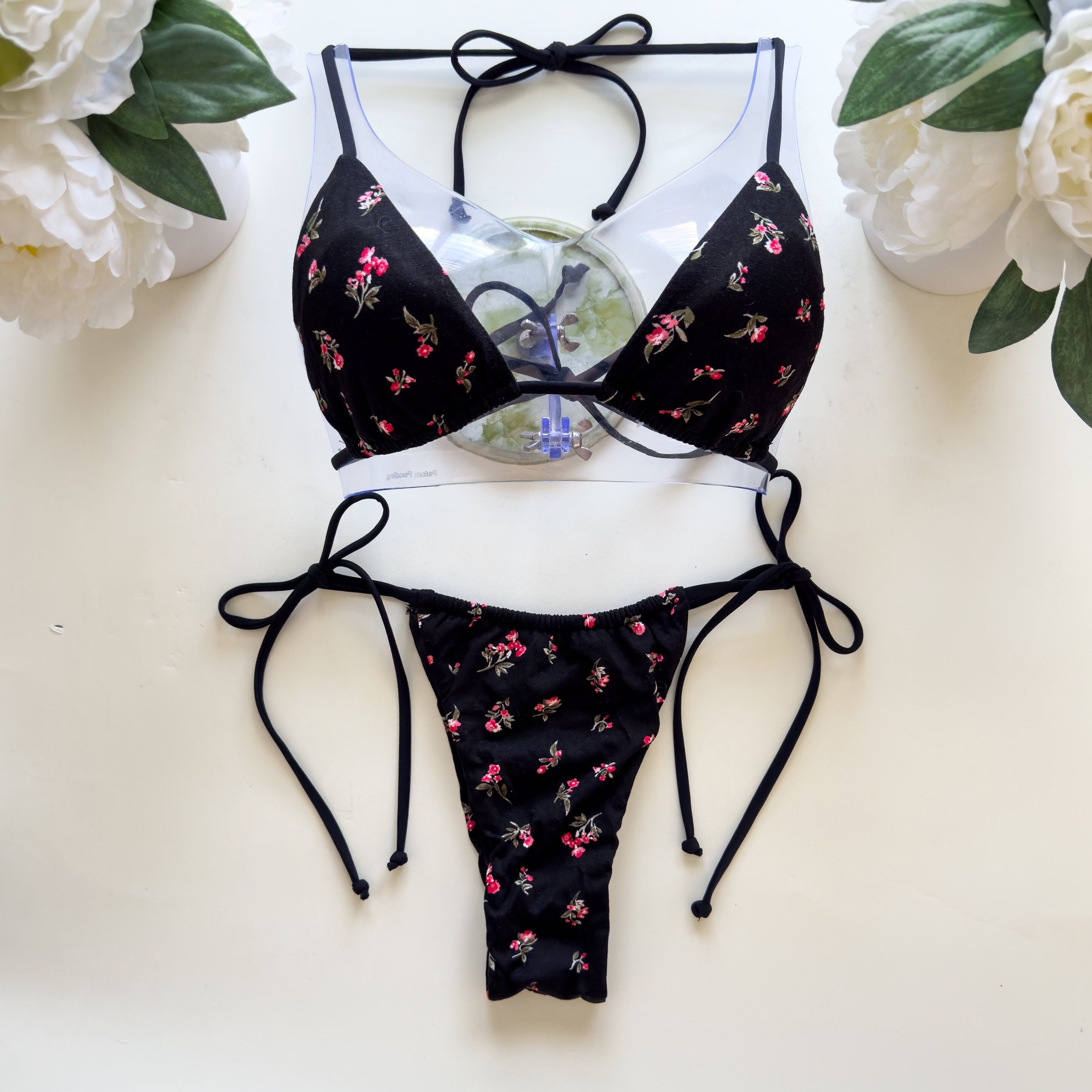 Dainty Red Rose Adjustable Bikini Swimsuit