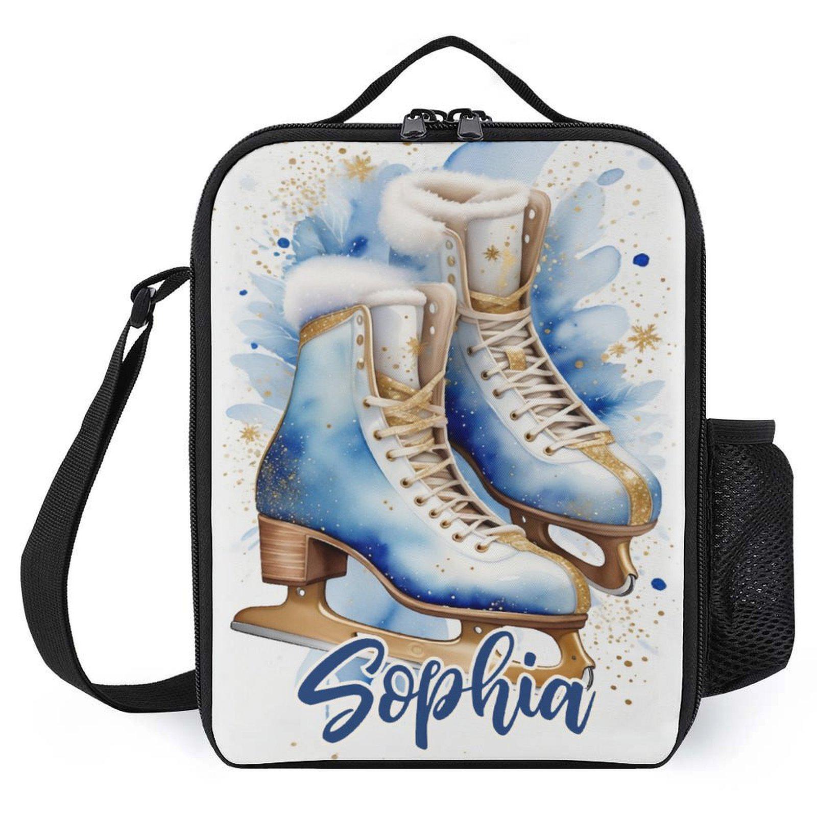 Personalized Ice Skates Skating Lunch Bag for School Camp Boys & Girls