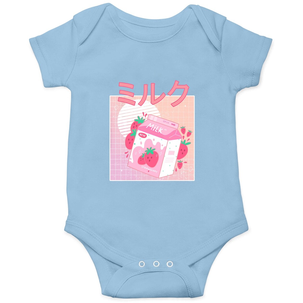 Japanese Kawaii Strawberry Milk Shake Carton Baby Bodysuit