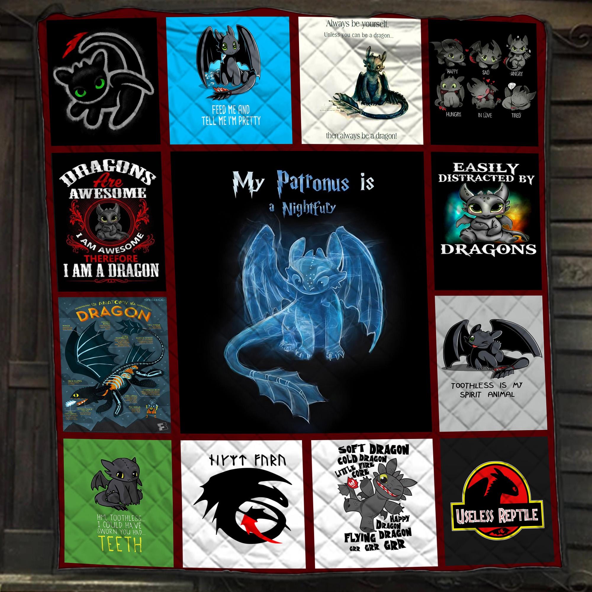Toothless Dragon Fleece Blanket, Night Fury Movie Throw Quilt
