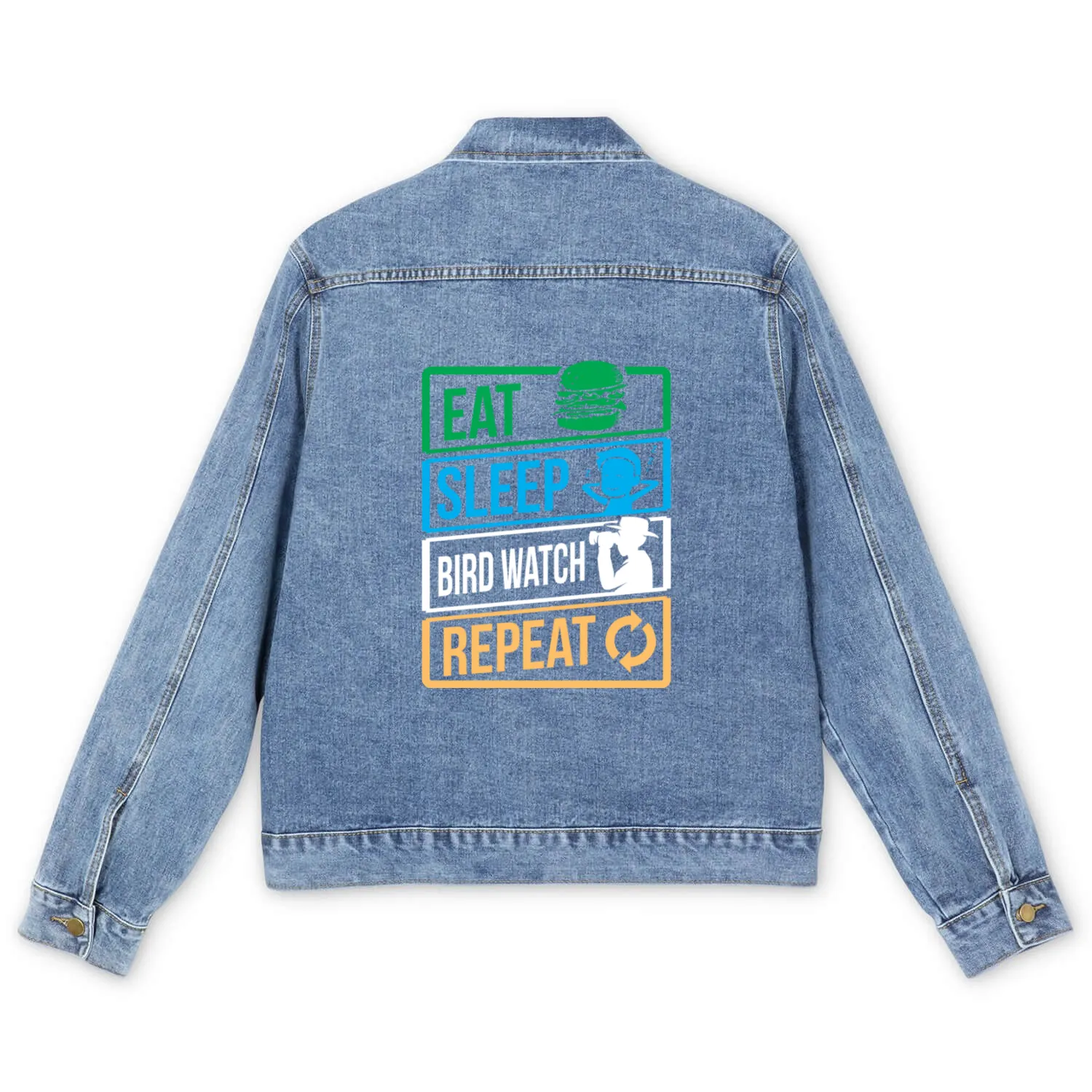 Birds Bird Lover Eat Sleep Bird Watch Birthday Men's Denim Jackets