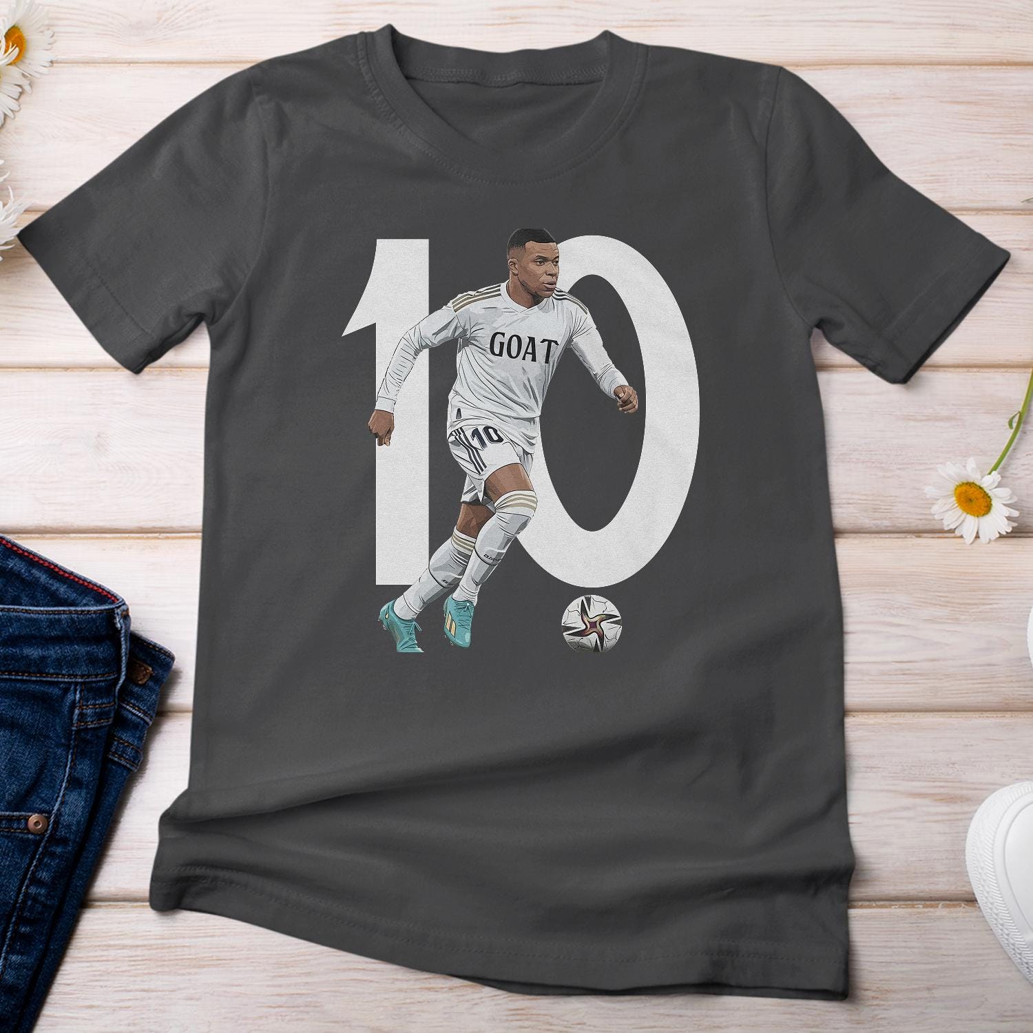 Mbappe #10 Inspired Jersey Style Graphic Tee, Madrid New Number 10 Tribute Personalized Shirt, Custom Gift for Soccer Fans Unisex T-Shirt