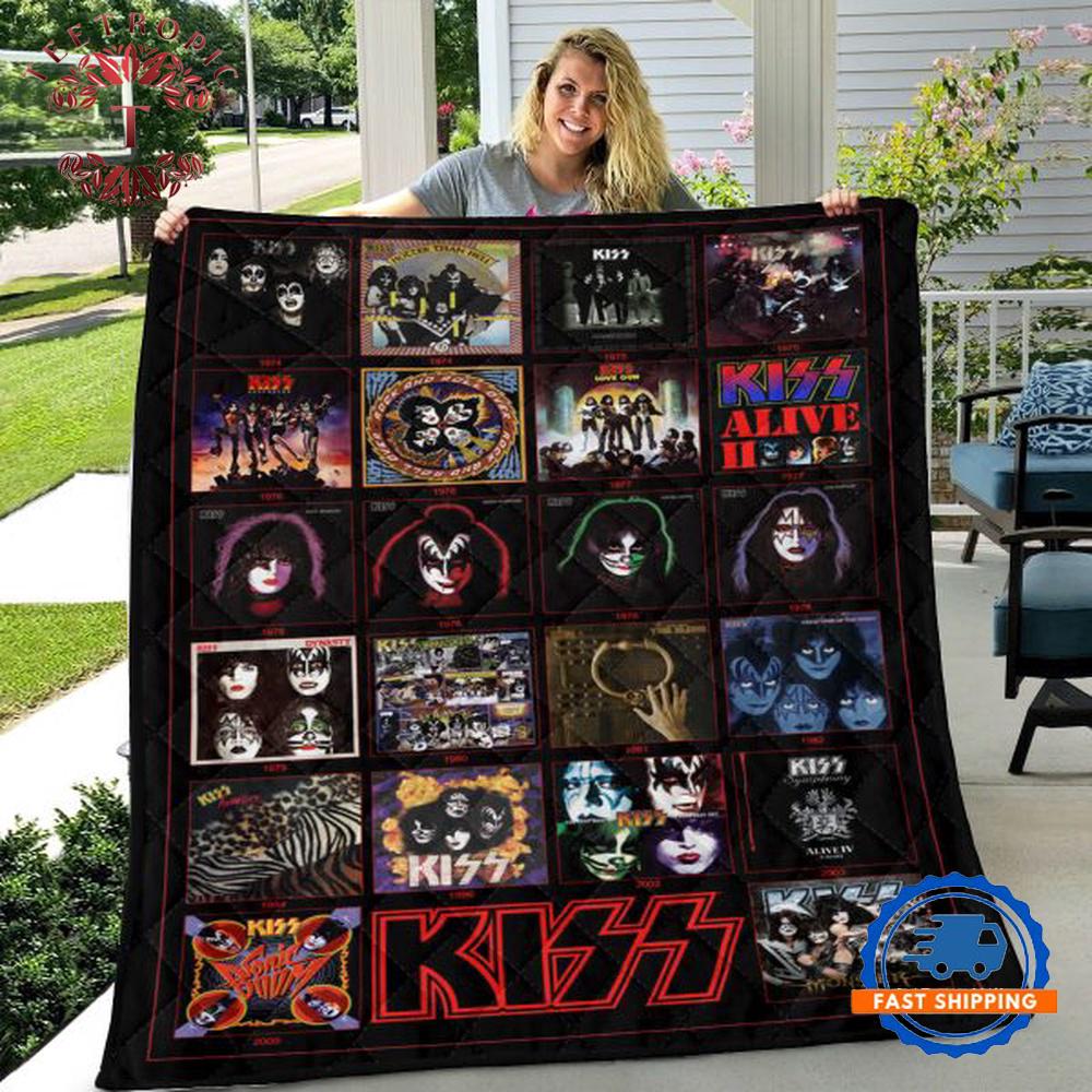 KISS Logo Classic Rock n’ Roll Quilt, Gift for Fan