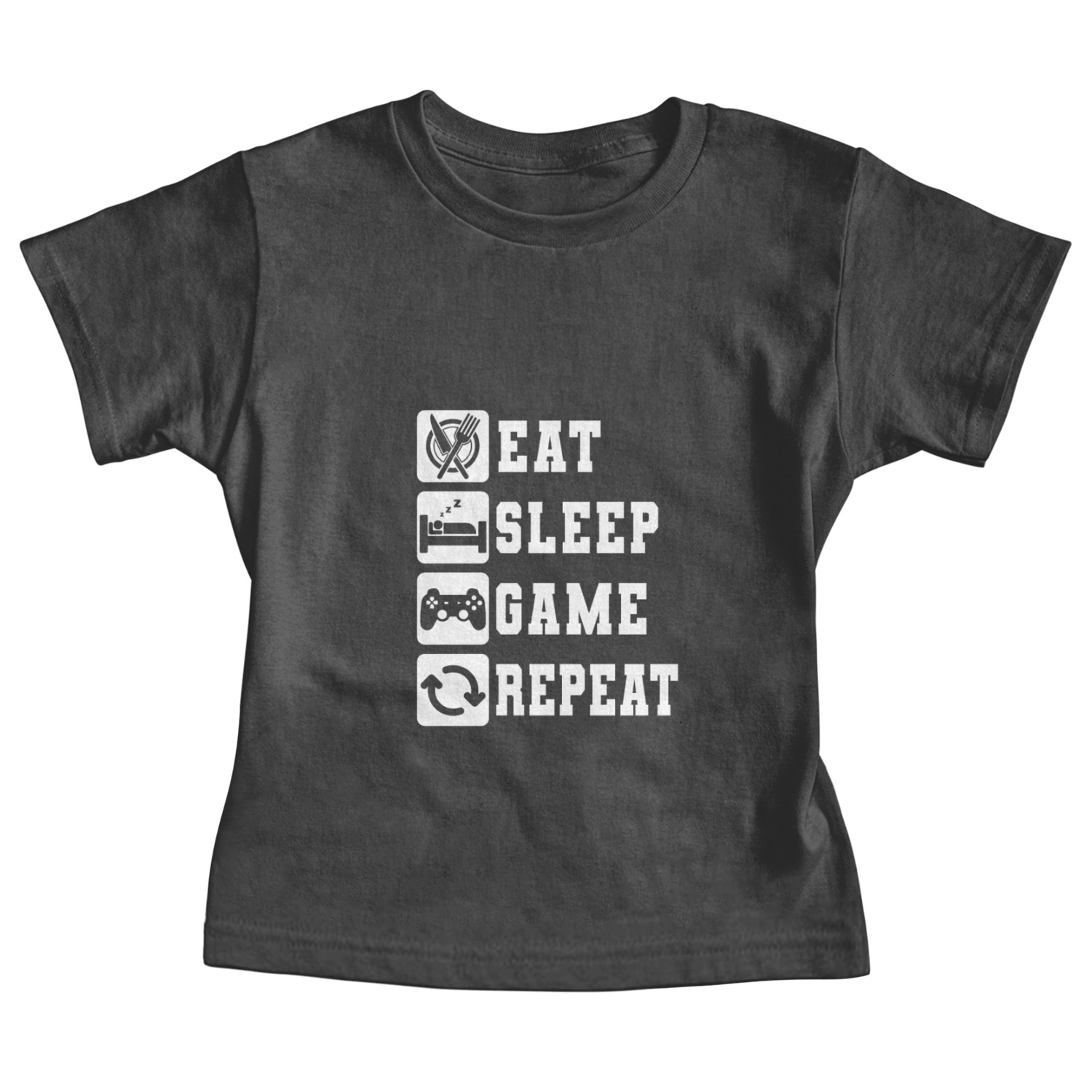 Eat Sleep Game Repeat Baby Tees