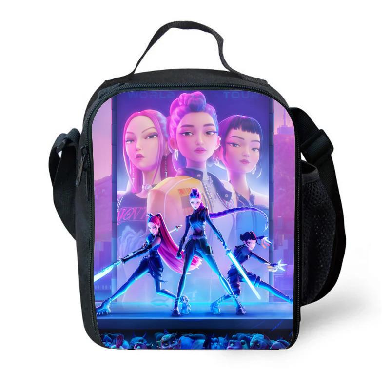 Kids Lunch Bag K-pop Demon Hunters Outdoor Picnic Bag with Large Capacity and Ice Pack