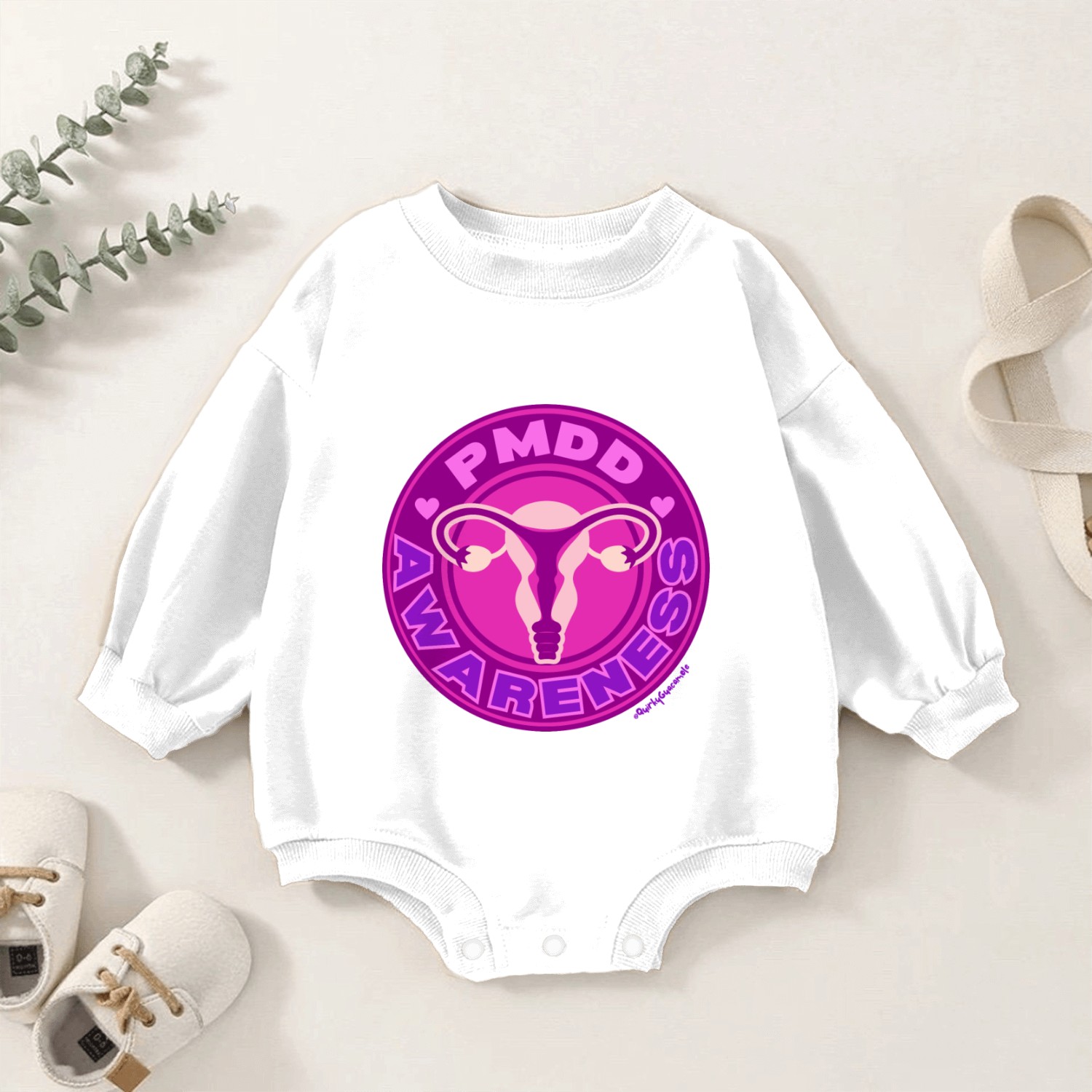 PMDD Awareness Logo | Pink Purple Womb Baby Romper Sweatshirts