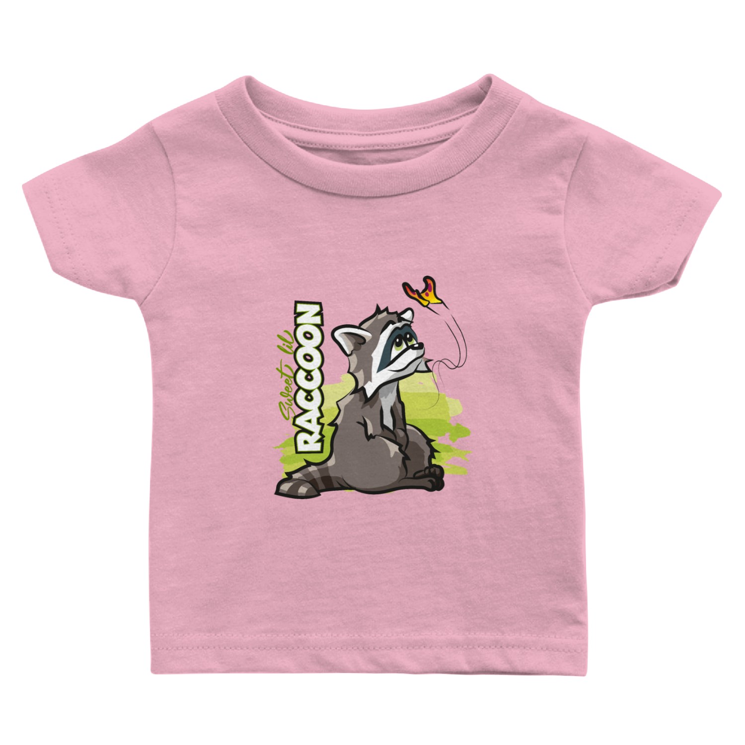Sweet Little Raccoon with Butterfly Baby T Shirts